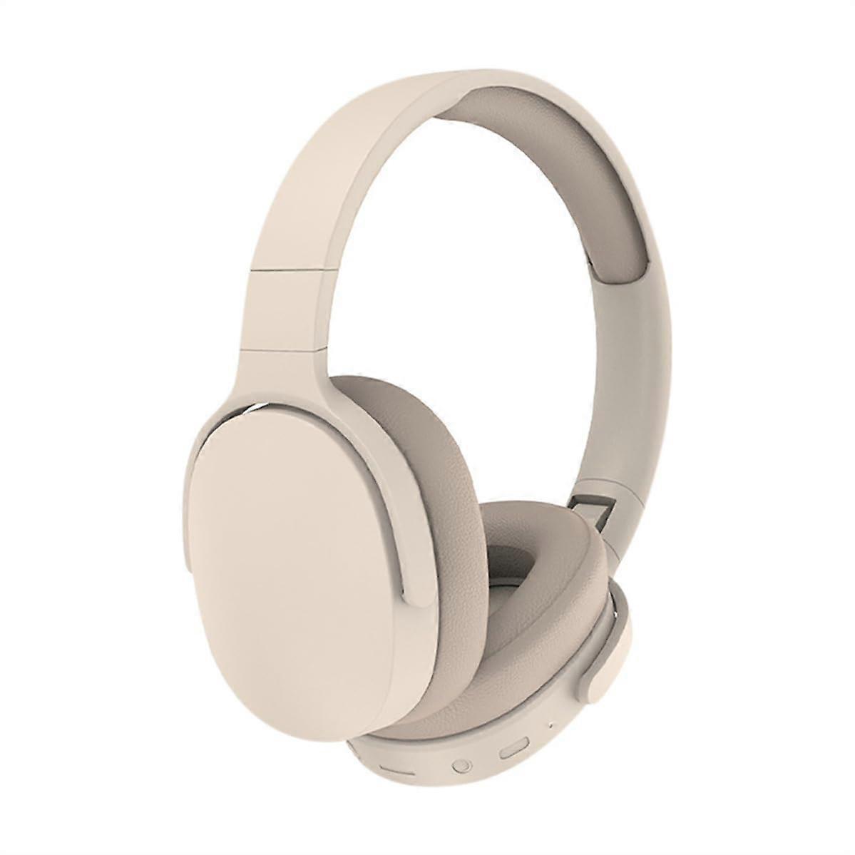 Bluetooth Headphone OverEar With Mic 22Hrs Playtime Noise Canceling Foldable Headset Khaki For Phones Tablets