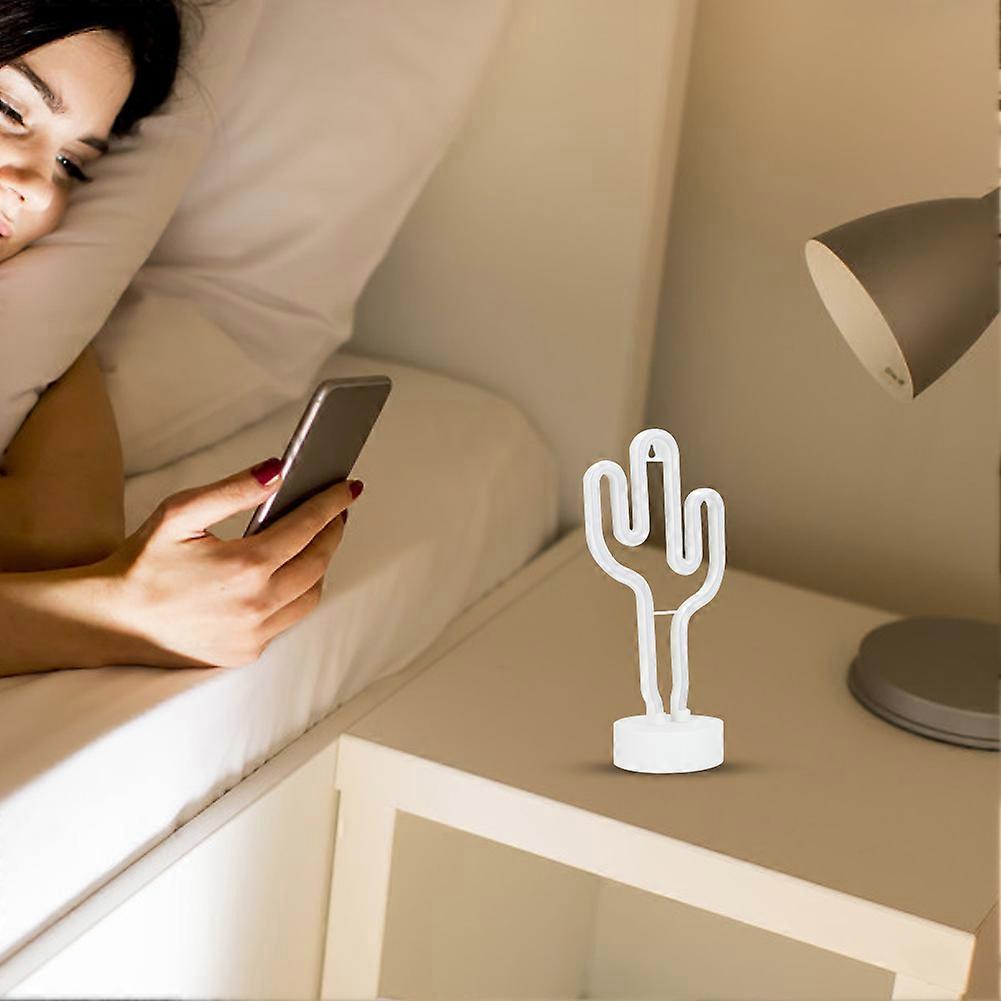 Round Base Cactus LED Light, Eco-Friendly Plastic, Battery Power