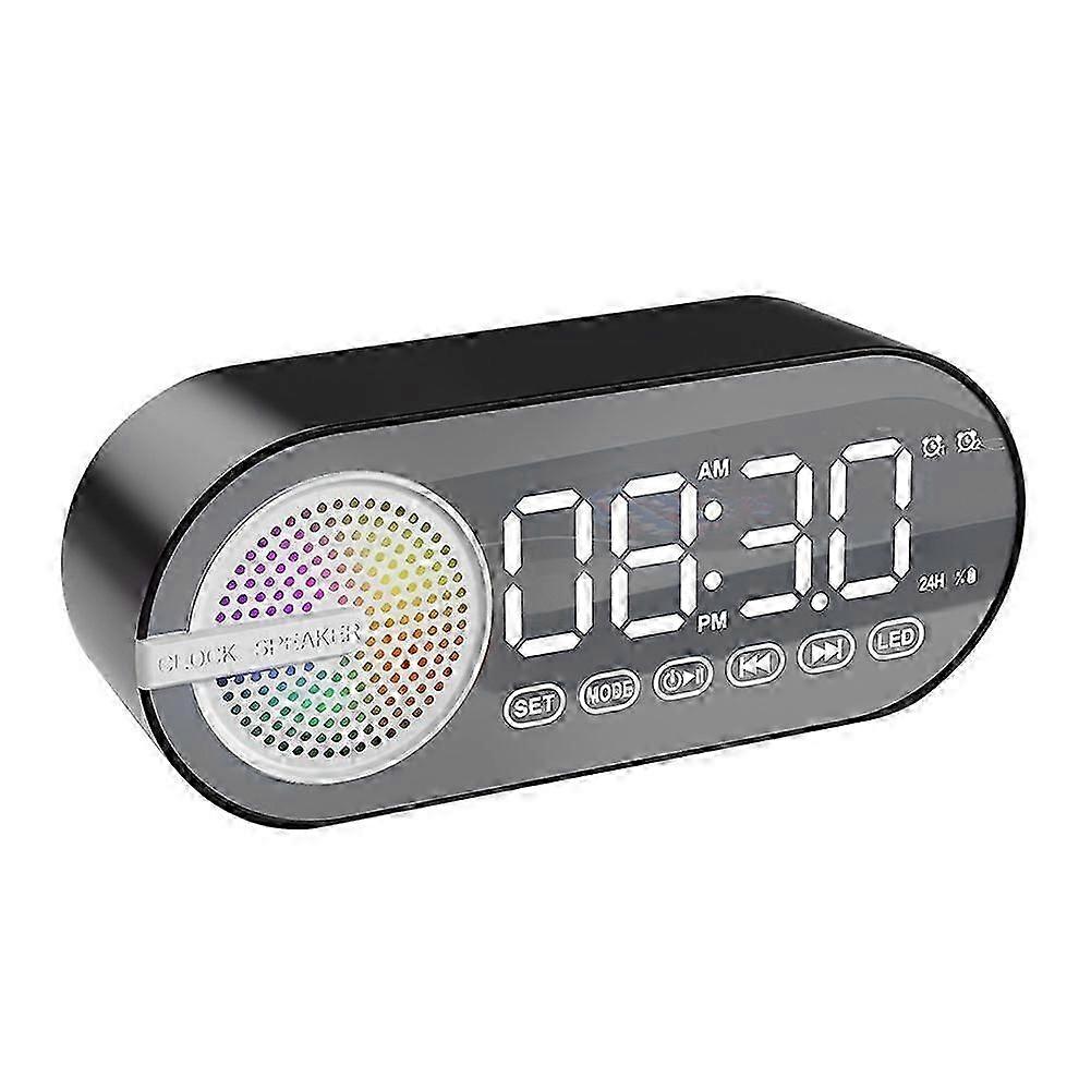 Quiet Wireless Bluetooth Speaker Alarm Clock RGB USB LED Mirror Digital Clock FM Large Display Livi