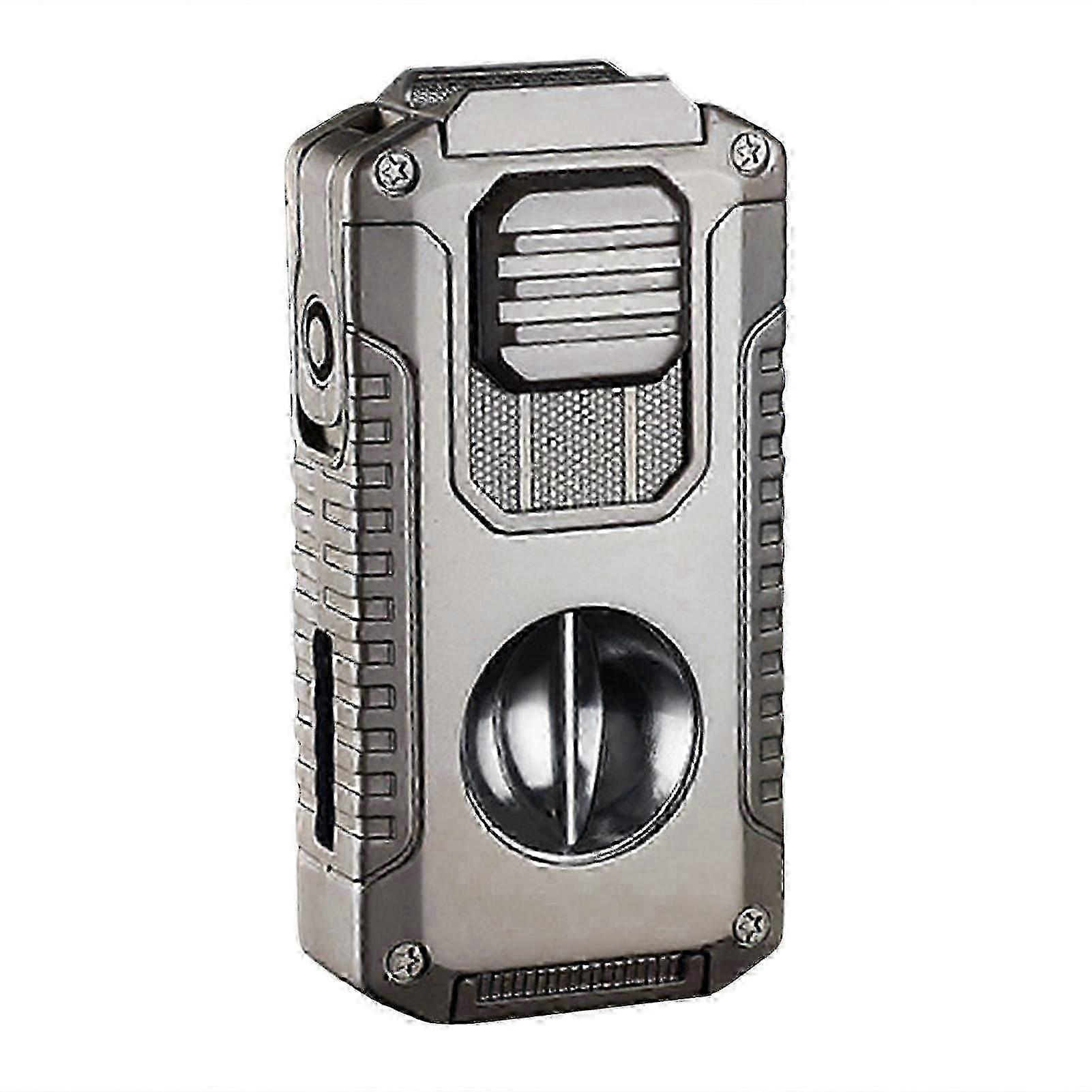 Refillable Butane Torch Cigar Lighter 5-in-1 with V-Cutter Punch Triple Jet Flame Gift for Men
