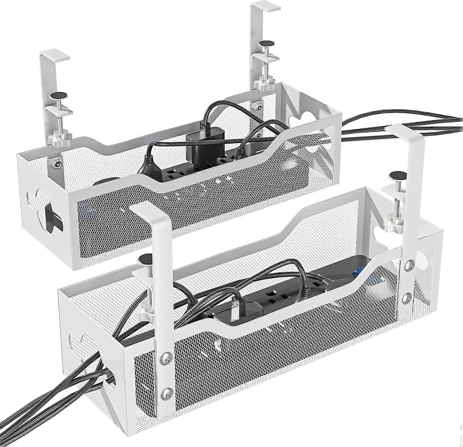 Under Desk Cable Management Tray 13.38" White - No Damage, Standing Desk Cord Organizer, Compatible with Most Desks