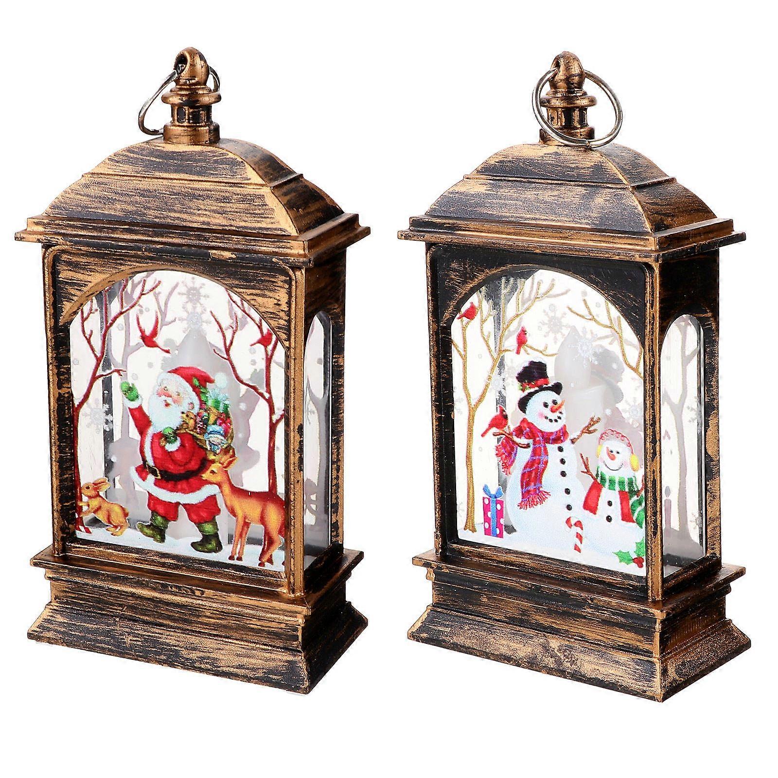 Christmas Lamp Decorative Ornaments for Decor 2Pcs Wind Lanterns