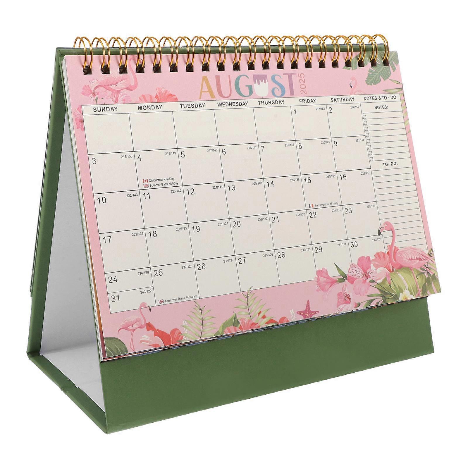 Monthly Desk Calendar Minimalist Standing Flip Calendar 3Pcs Green