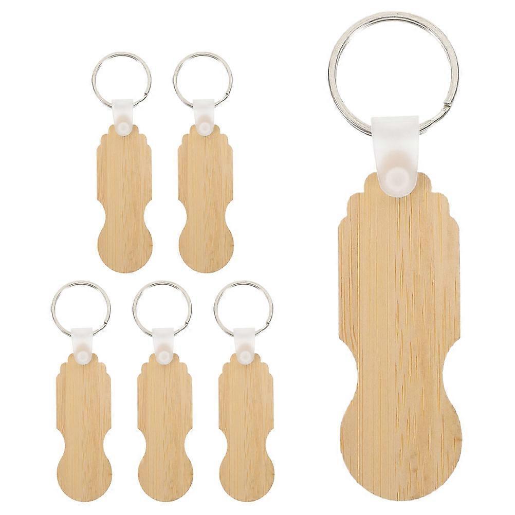 Shopping Cart Token Bamboo Keychain for Shopping Cart Unlocking 6Pcs