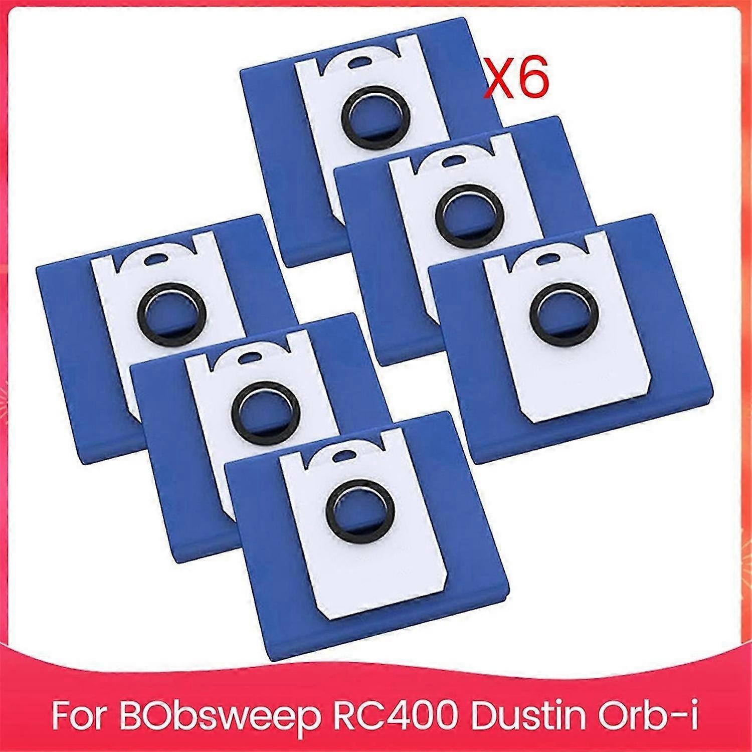 6 Pack Large Capacity Dust Bags Replacement for BObsweep RC400 Dustin and for Orb-I Robot Vacuum Cle