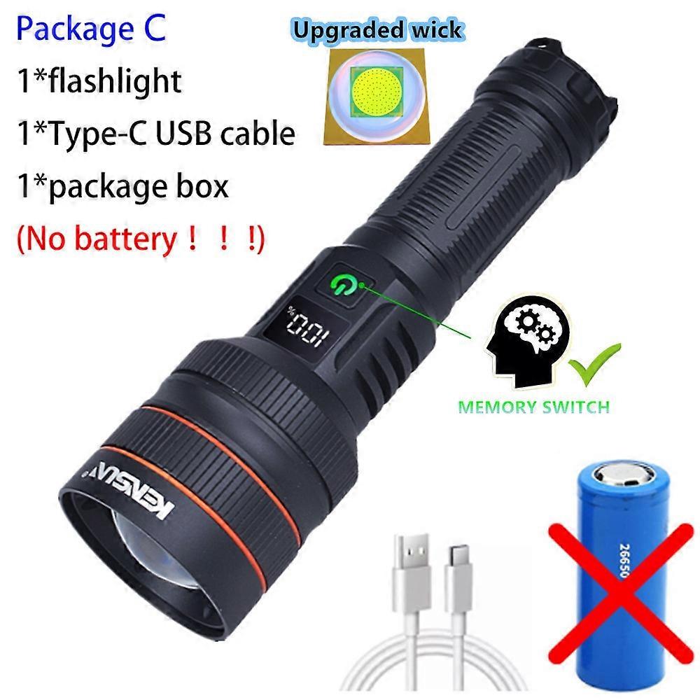 Light Headlight Long Range LED Flashlight Type-C Charging Bright Light Lamp Tactical Flashlight 