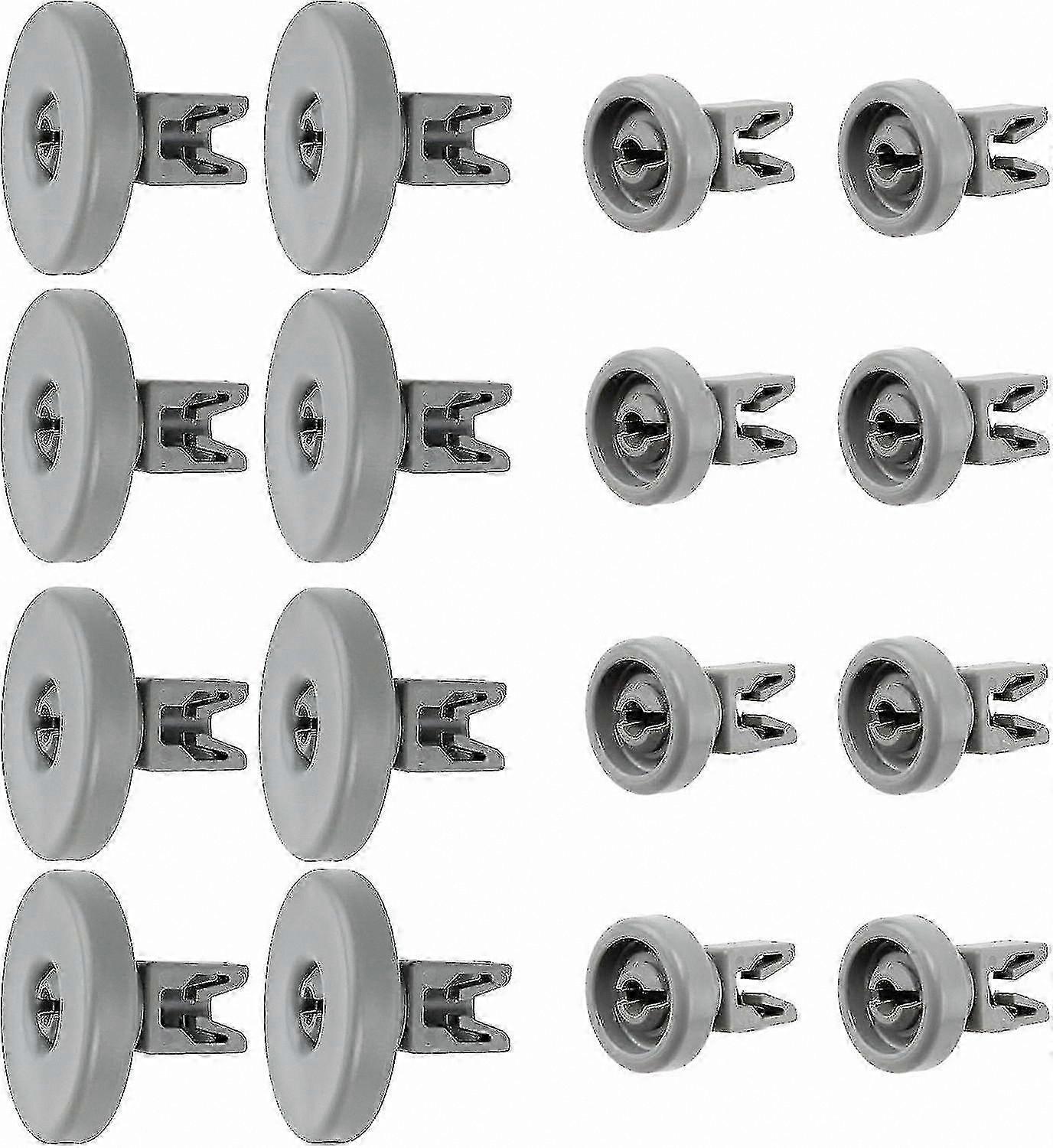 Dishwasher Basket Rack Wheels - 8 Upper and 8 Lower Replacement Rollers for Compatible Models