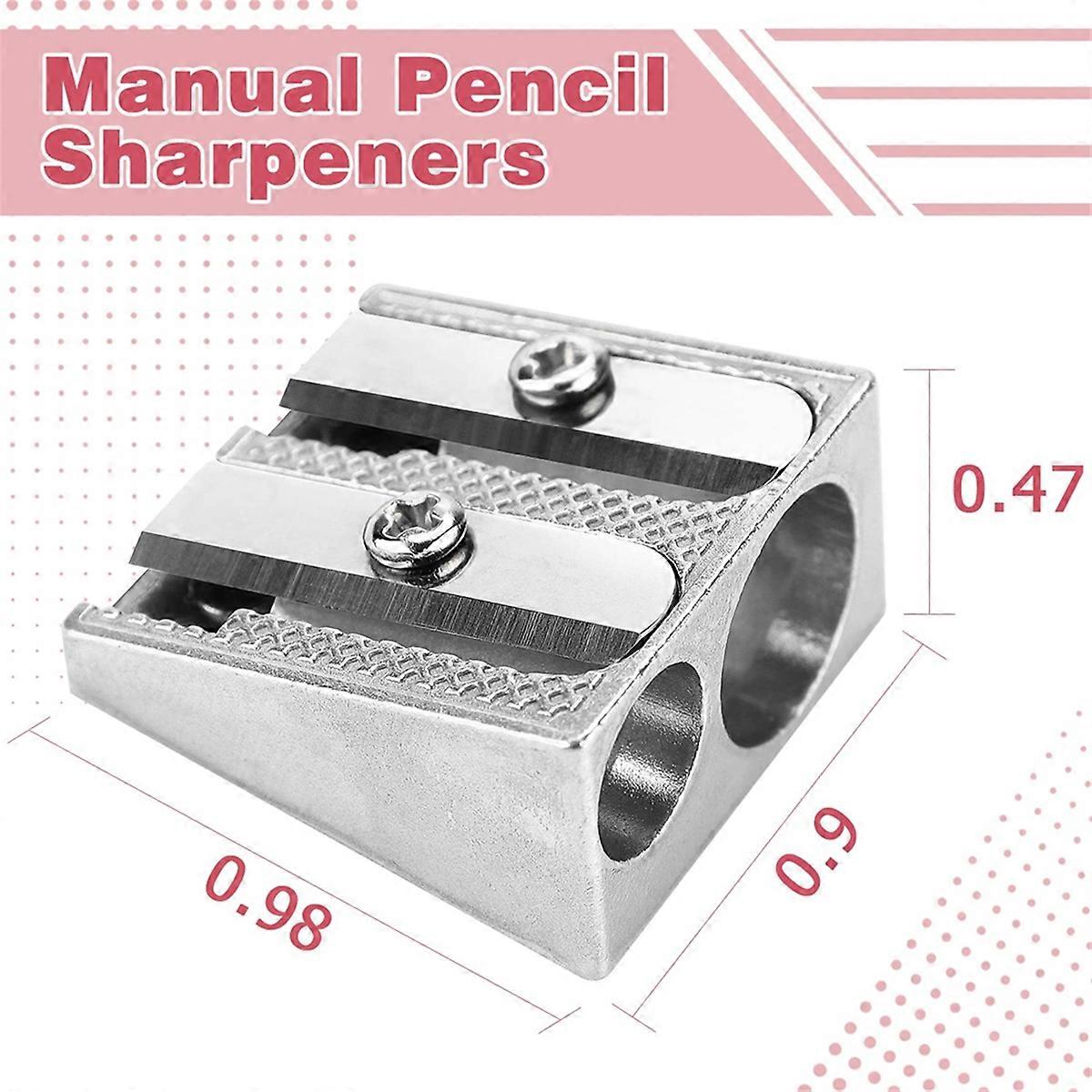 Handheld Metal Pencil Sharpener with 2 Holes, Pack of 8