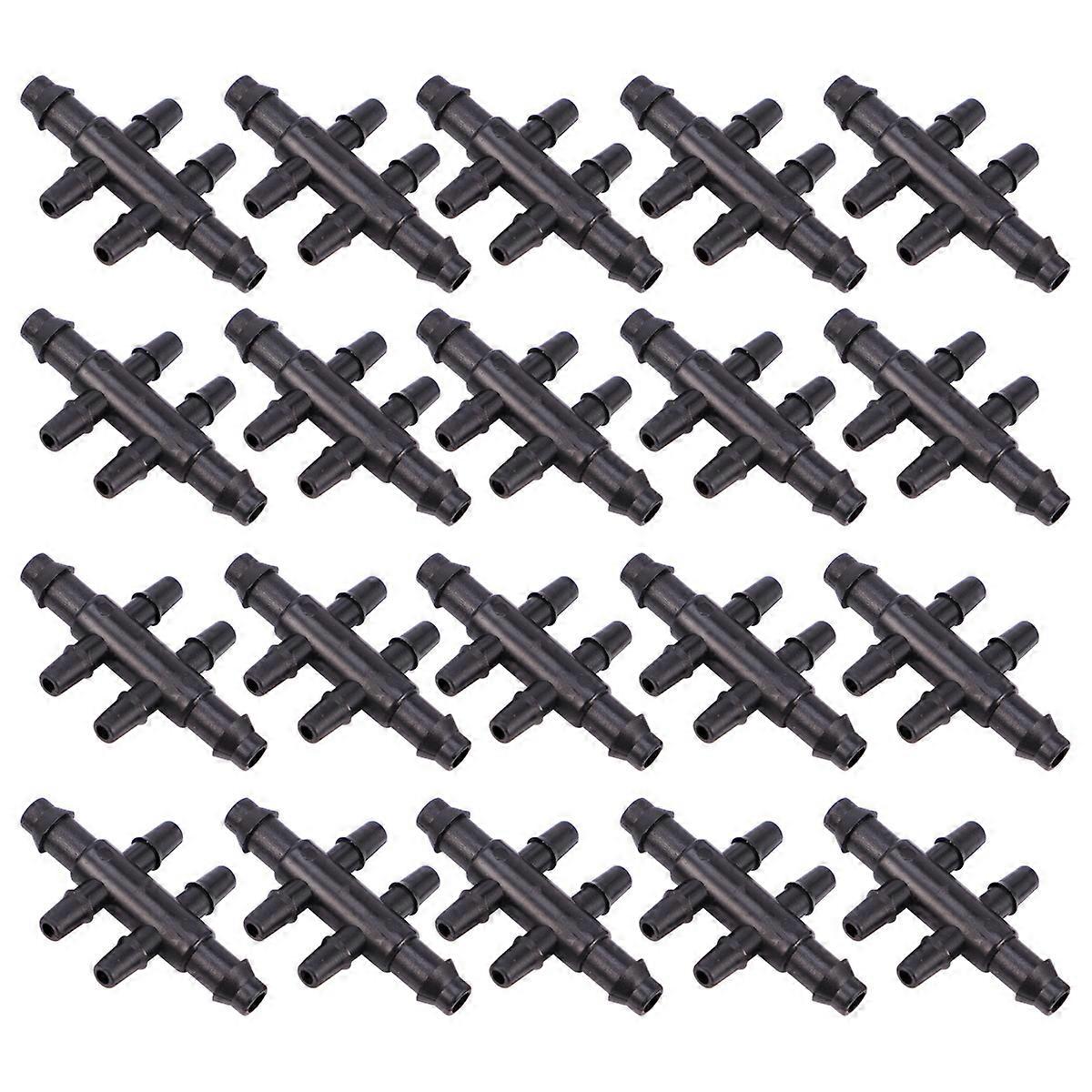 Hose Plumbing Fittings Six-Way Tap Faucet Connector for Horticulture Irrigation Square Shape PP Material 20Pcs
