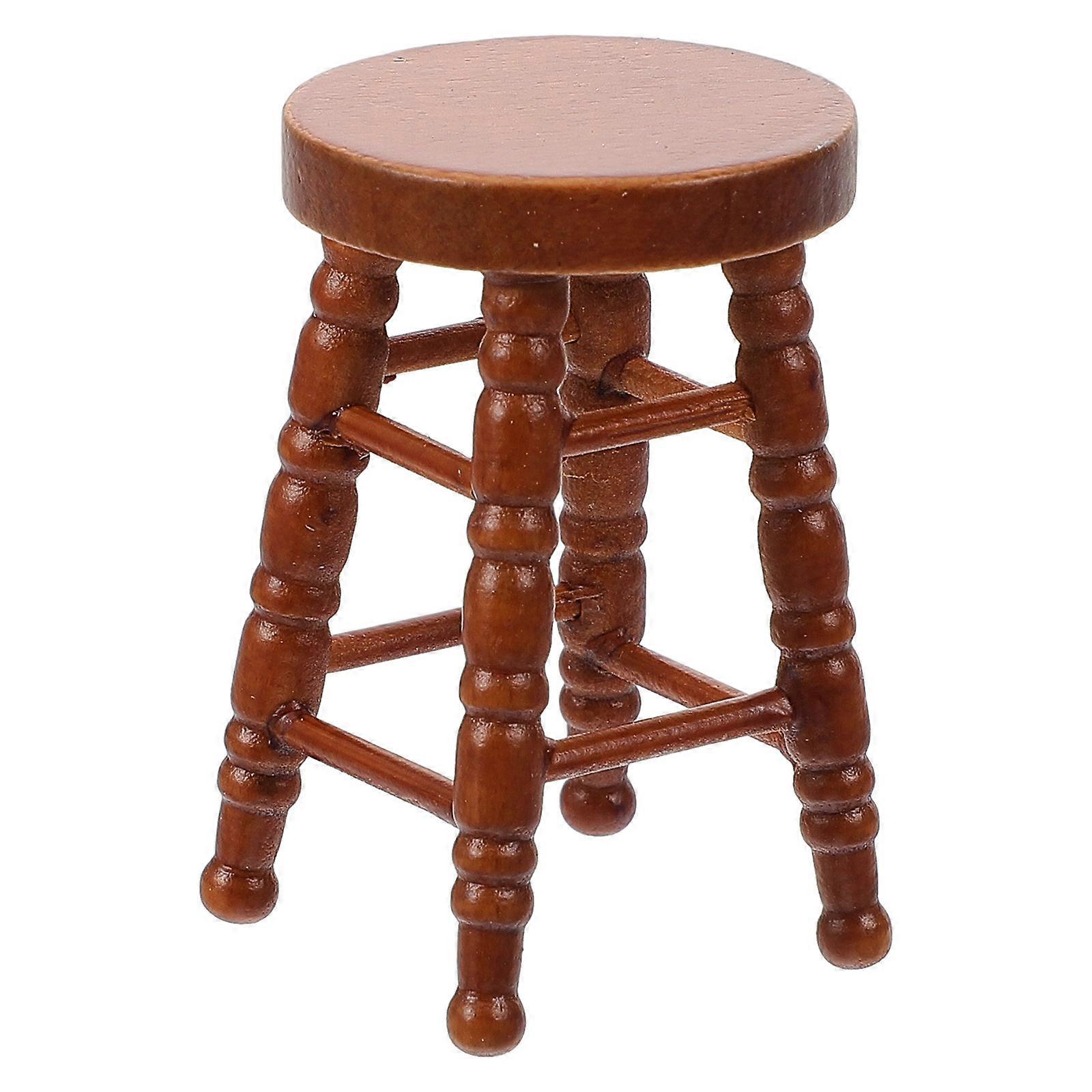 Doll House Accessories Mini Wood Stool Design Kitchen Scene 2Pcs