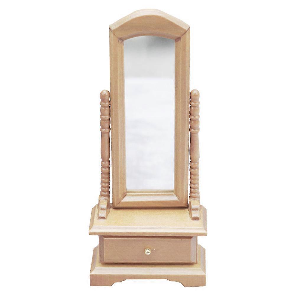Mini Dressing Mirror for Decor 3Pcs Khaki Mini House Furniture Accessory