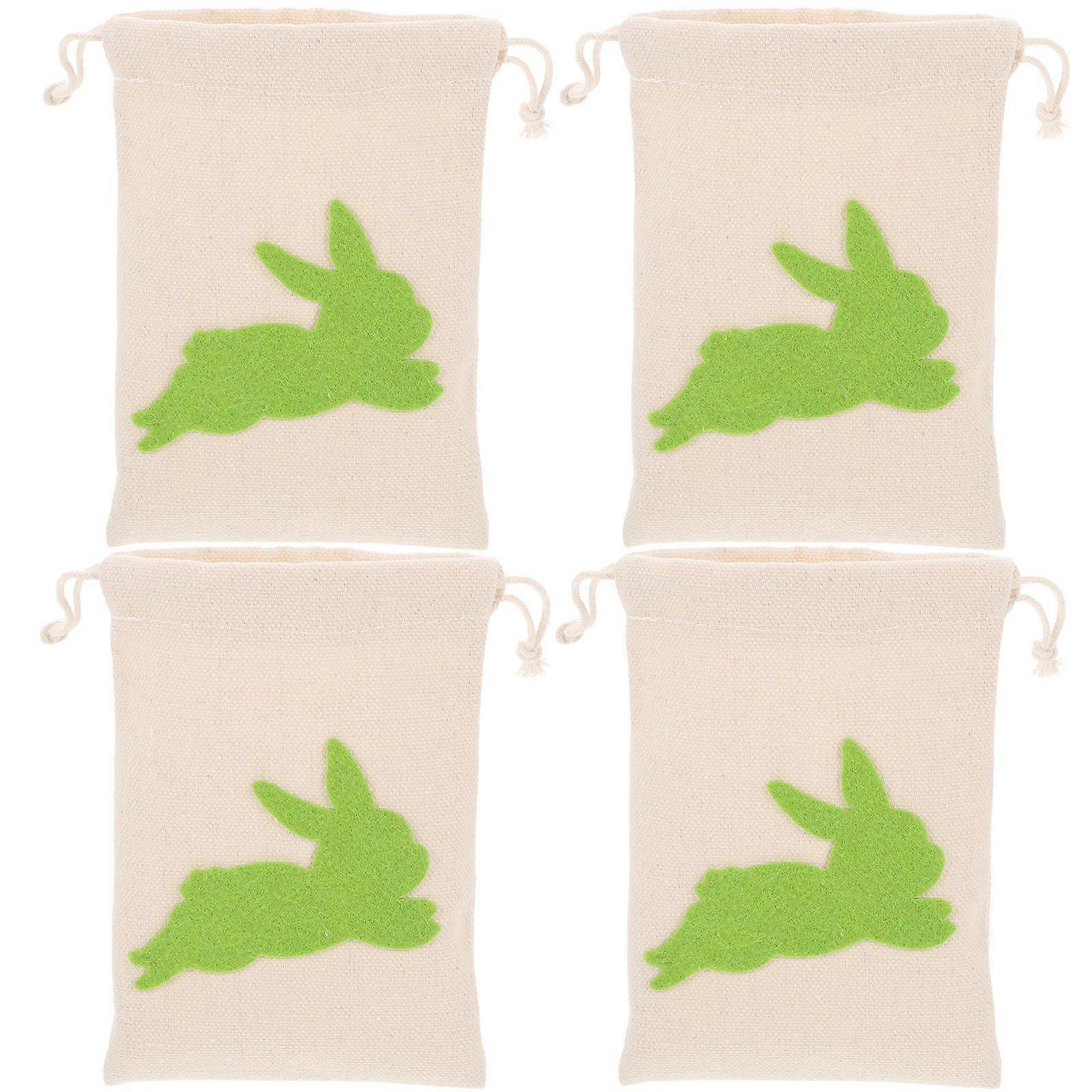 Easter Party Gift Pouches Drawstring for Storage Use 8Pcs Green Rabbit Bags