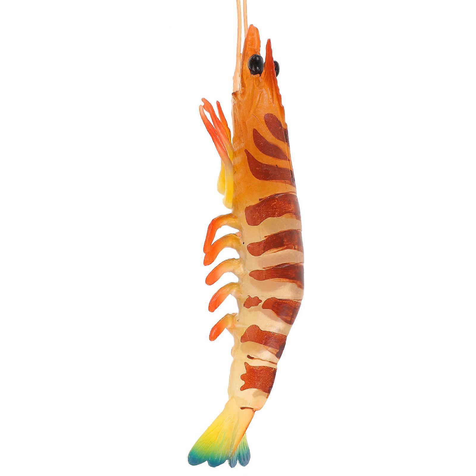 Orange Plastic Shrimp Model for Decoration 2Pcs Realistic Simulation Shrimp Figures