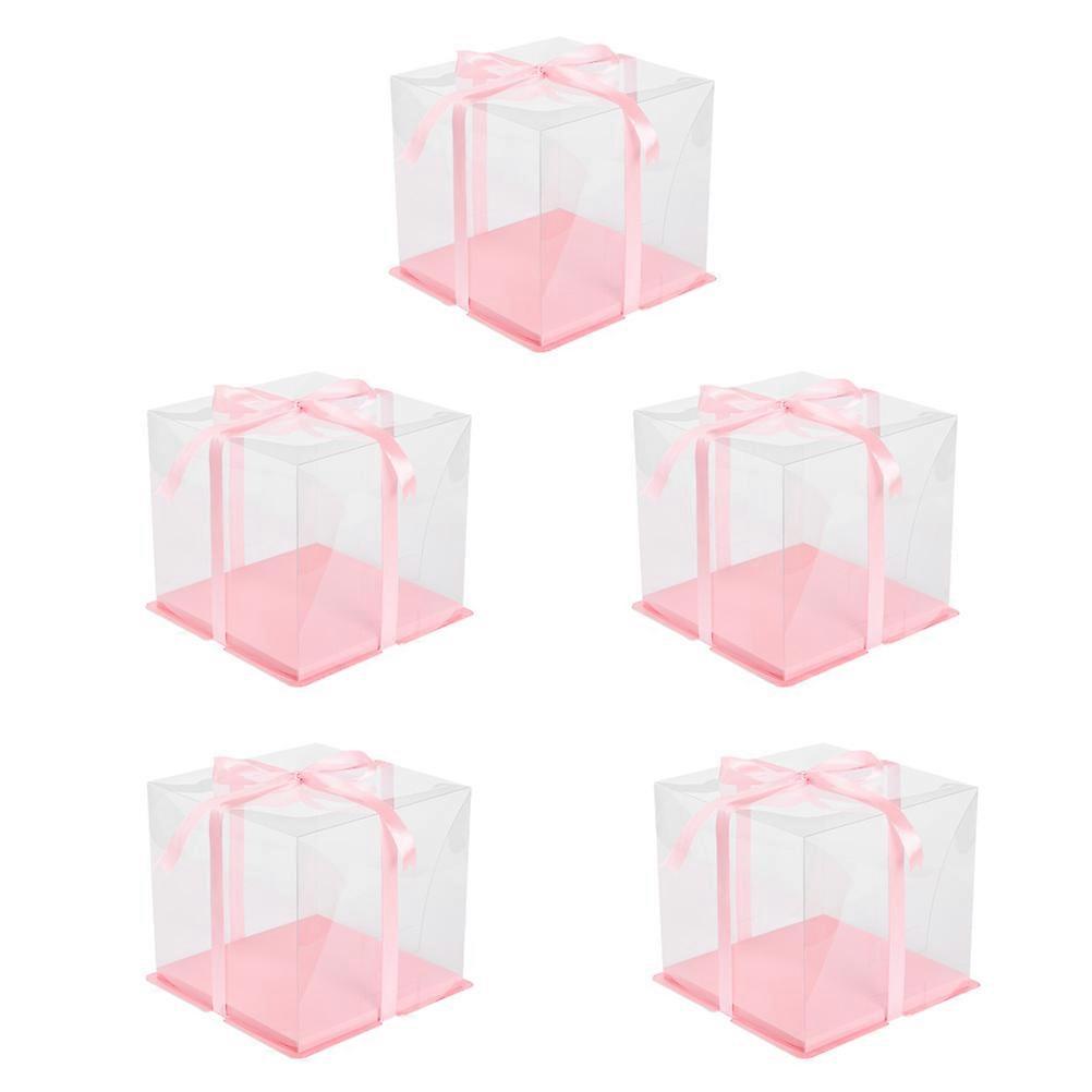 5 Sets Cake Containers Designed For Cake Shops And Special Events In Attractive Pink Color For Easy Cake Observation