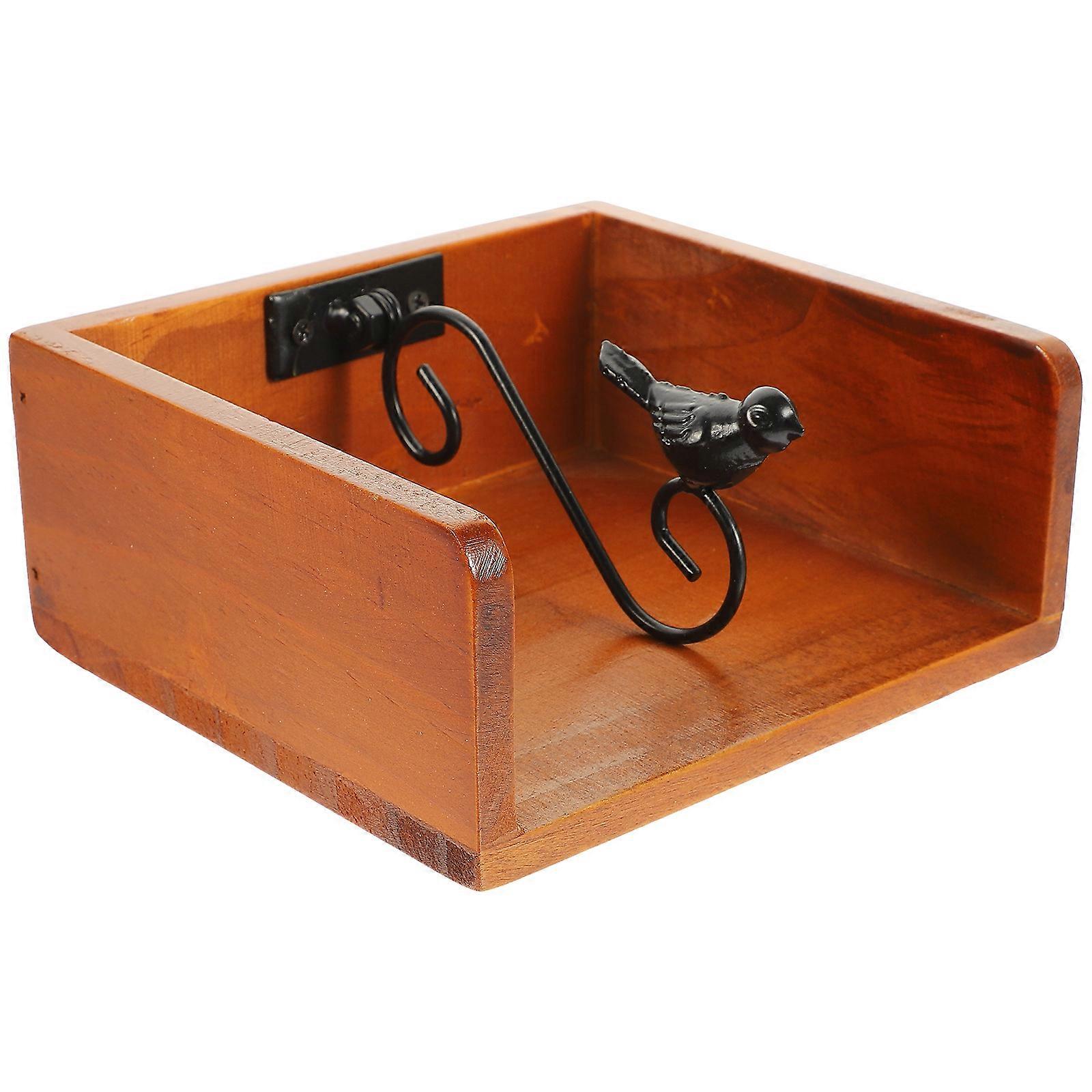 Farmhouse Napkin Holder For Table Desktop Tissue Holder Chocolate 15.3X14X6.5CM Iron Wood Vertical Paper Towel Placement 1Set