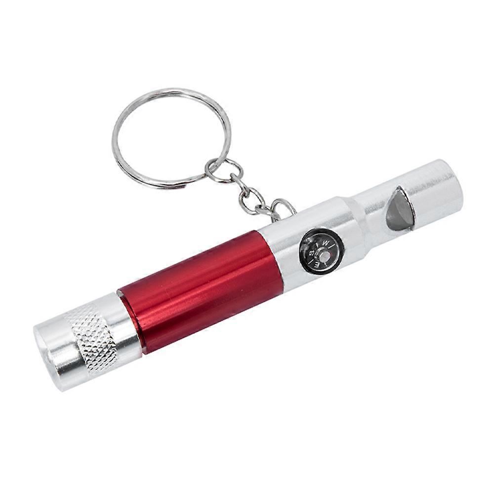 Emergency Signal Whistle 5Pcs With Compass And Flashlight For Outdoor Survival Use In Silver Color Featuring Durable Aluminum Alloy Material