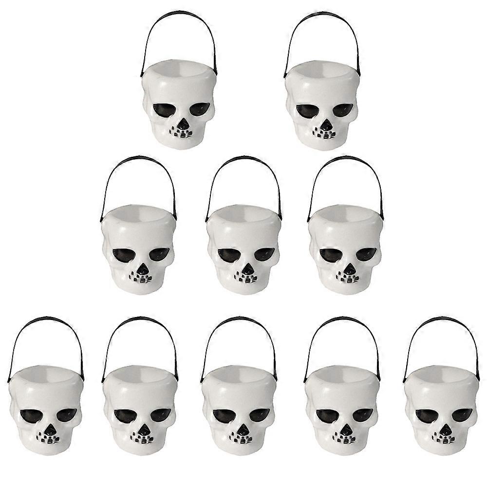 Halloween Bucket Skull Pail for Storage Use 20Pcs White
