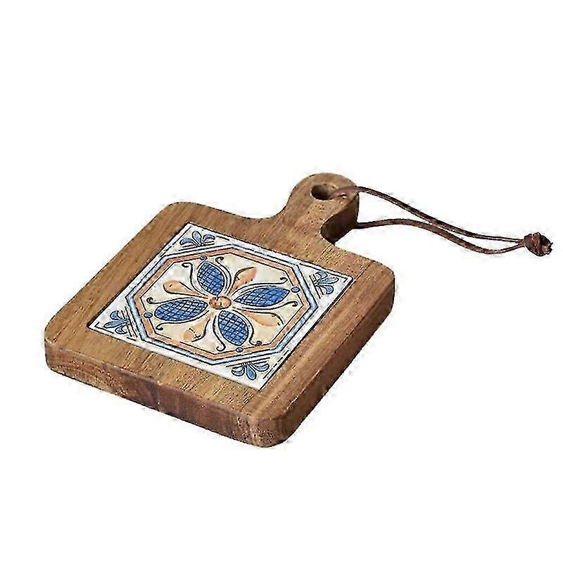 Solid Wood Tile Insulation Pot Mats, Home Retro Placemats, High Temperature Resistant Kitchen Table Mats Coasters A