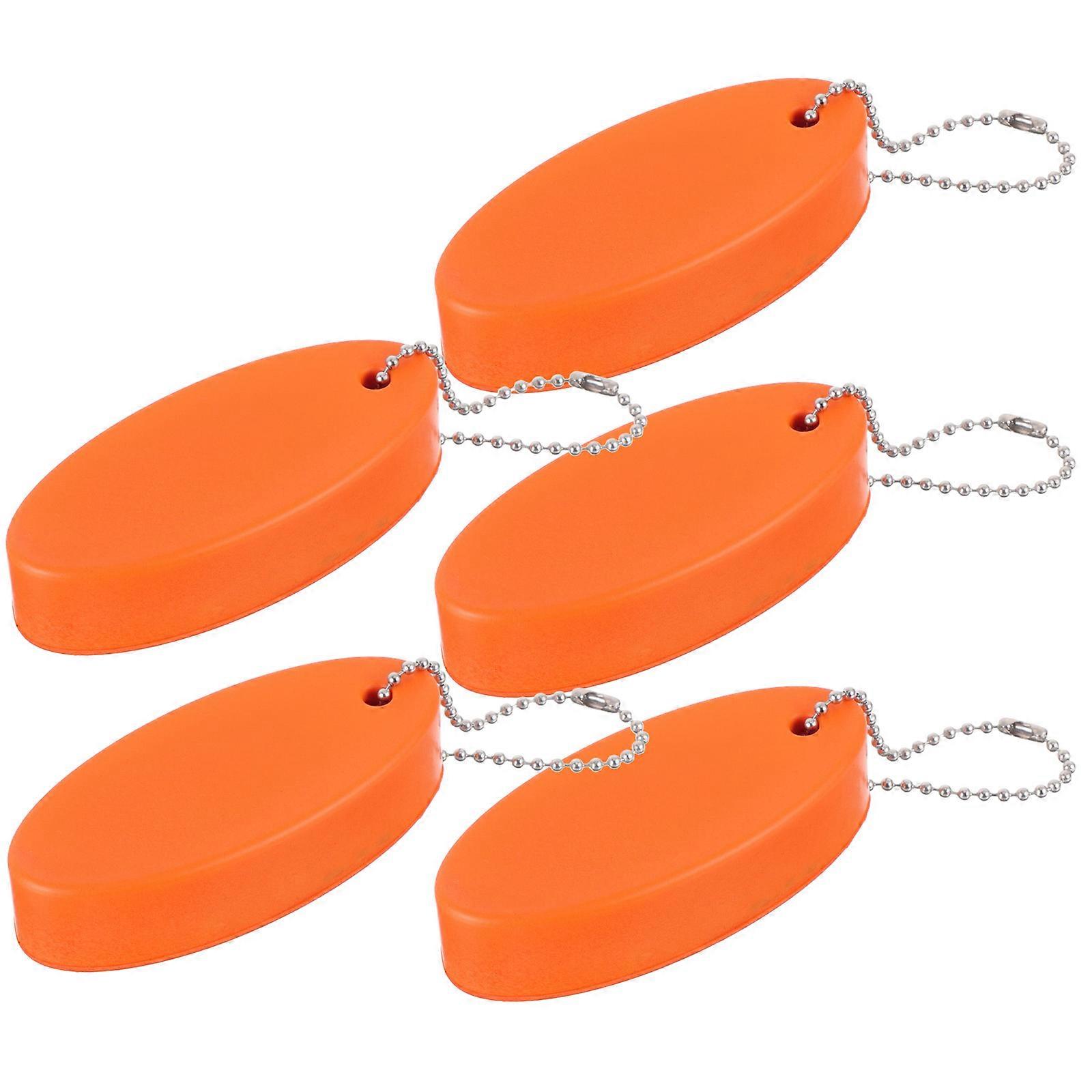 20 Pcs Oval Floating Key Ring Keychain Ideal For Water Sports Kayak Fishing Durable Orange