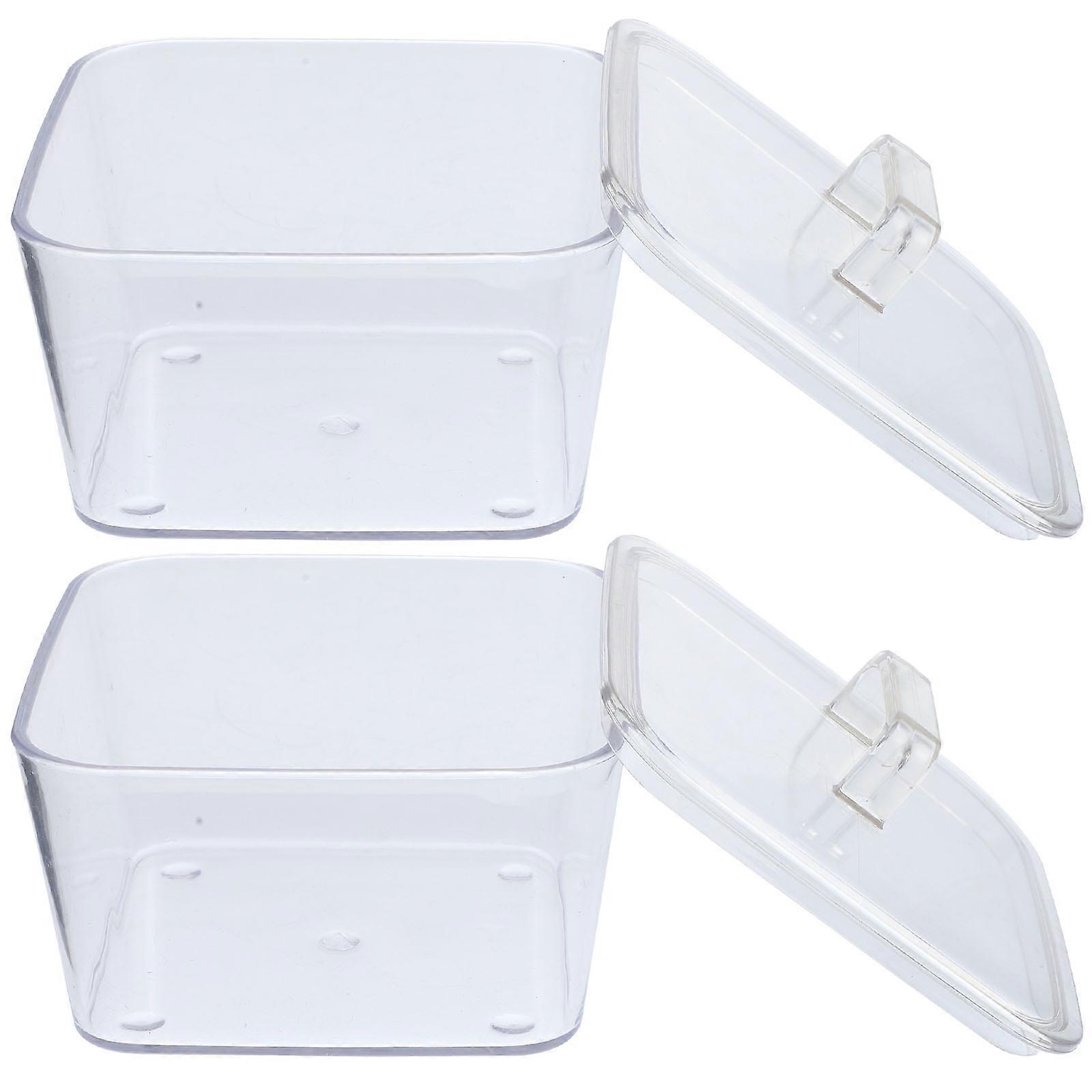 Serving Bowl With Lid Clear Plastic Bowls Small Dessert Container For Kitchen Use 2Pcs