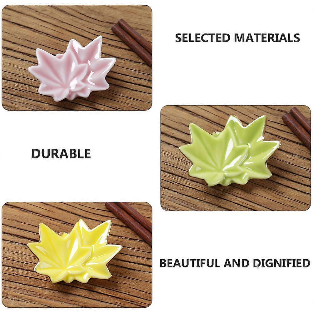 Holders Chopstick Rest Ceramic Artistic Style Maple Leaf Shape Red Dinner Table Decor Prevent Contamination 6Set