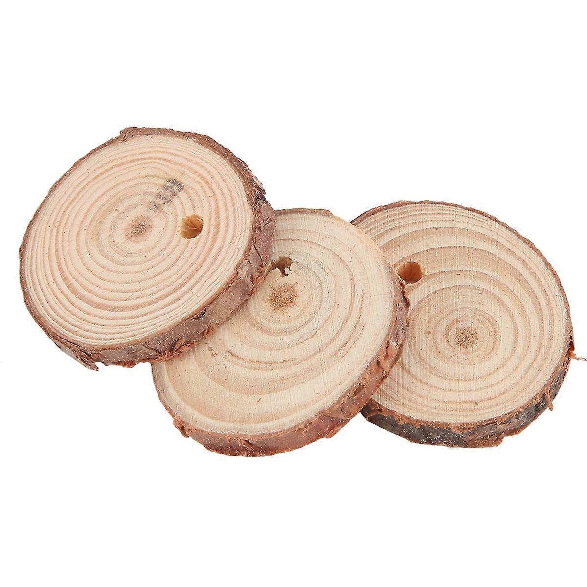 40Pcs 3-4CM Round Wood Slices with Tree Bark Log Discs for DIY Crafts