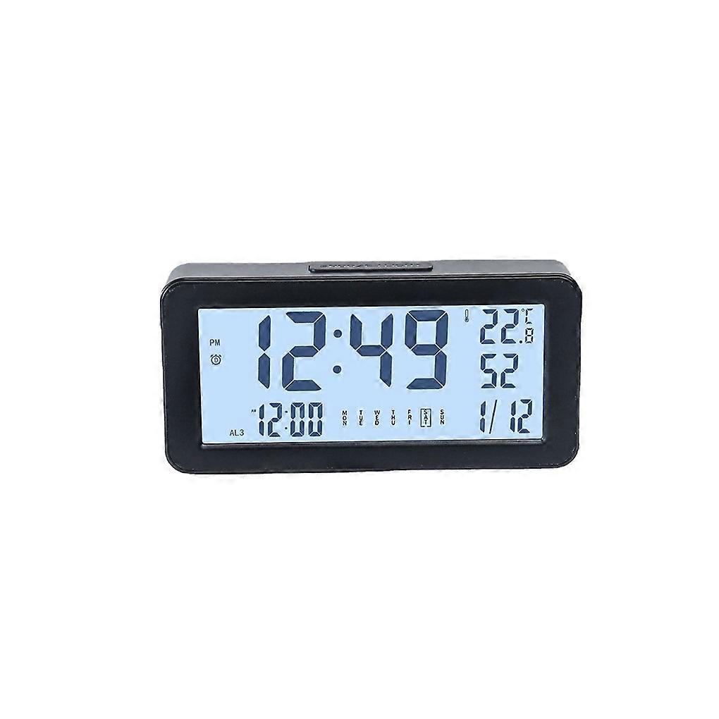 Digital Clock Backlit Multifunctional Table Decor Light Clocks Bedroom Black
