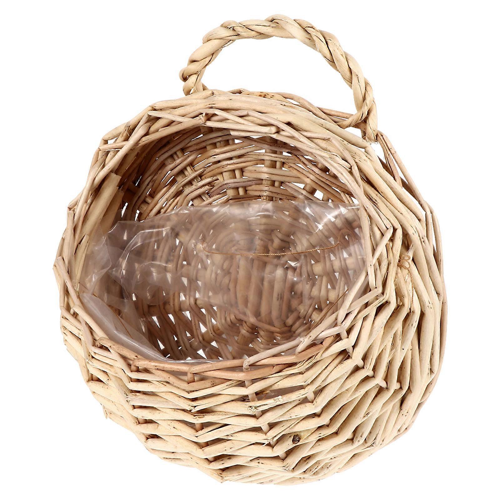 Flower Container Woven Flower Basket for Storage Use 4Pcs Beige Willow