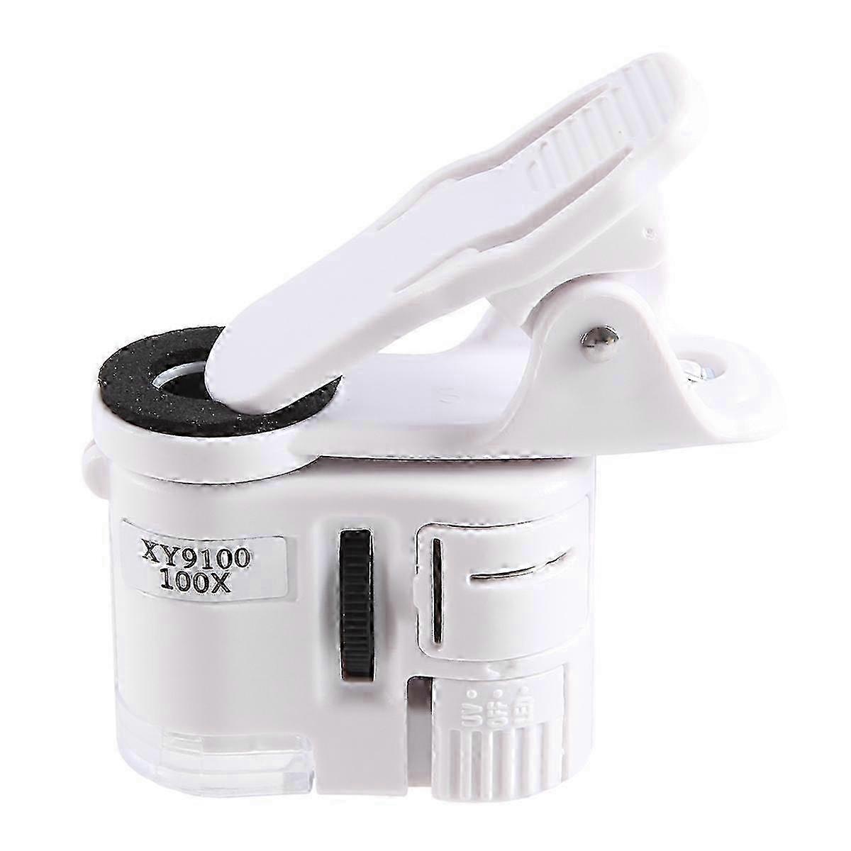 100X Zoom Clip-on Microscope with LED Light, Portable Magnifier Loupe Pocket Magnifying Lens Glass