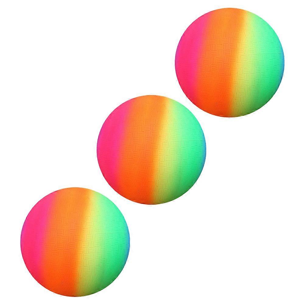 22cm PVC Inflatable Ball Set 3Pcs For Child Outdoor Events Rainbow-Color Throwing And Catching Skills Development