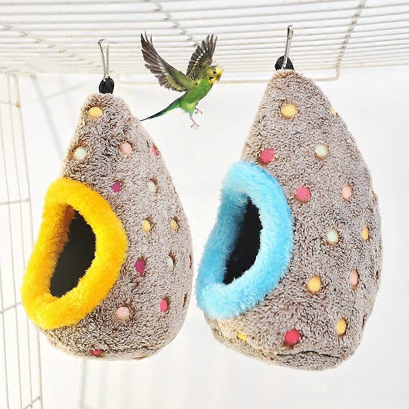 Winter Warm Bird Nest Hanging Plush Hammock Bed for Cage with Fixable Opening to Keep Shape Hideaway Hut Toy Bird Nest House for
