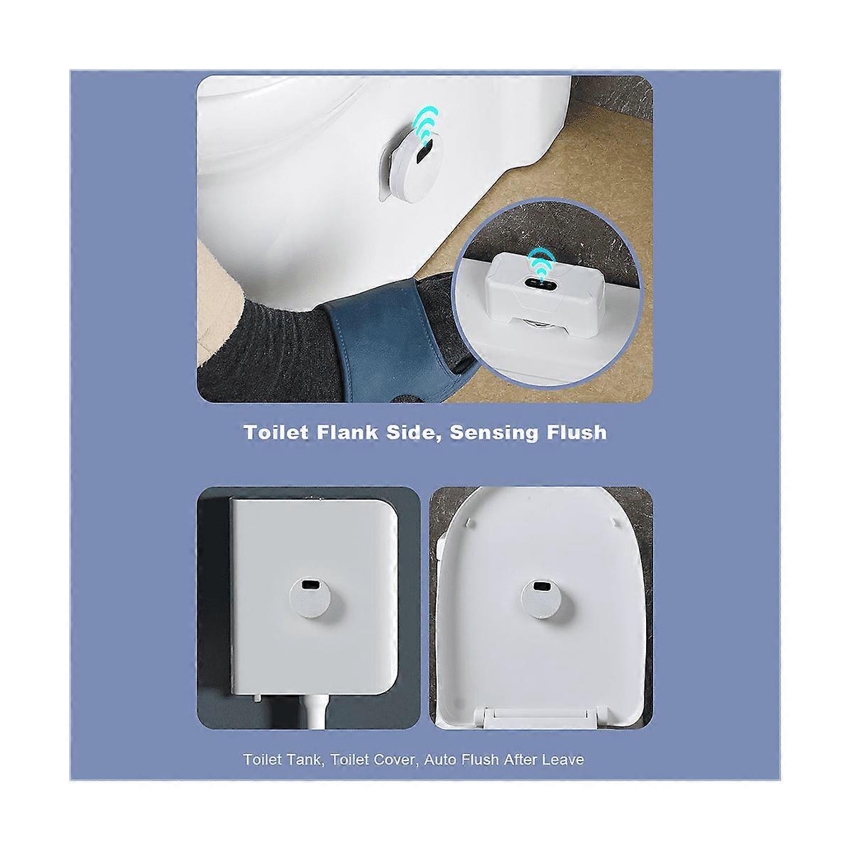 Automatic Toilet Flush Button+2 x Transmitter Toilet Flusher Rechargeable Smart Toilet Flushing Sensor