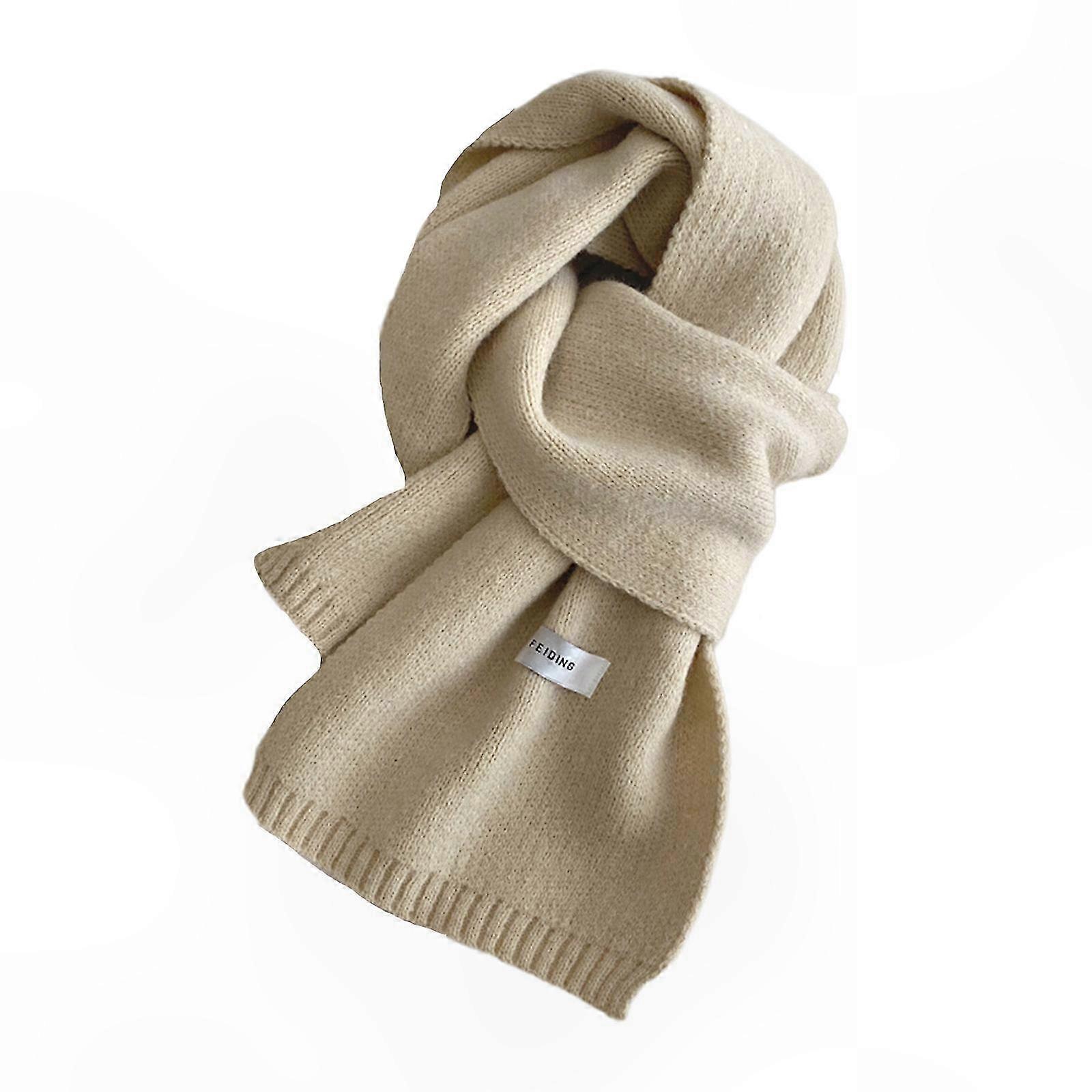 Women's Solid Color Knitted Scarf Soft Warm Neckerchief for Autumn Winter Multi Color All-match Shawl Stylish Accessory