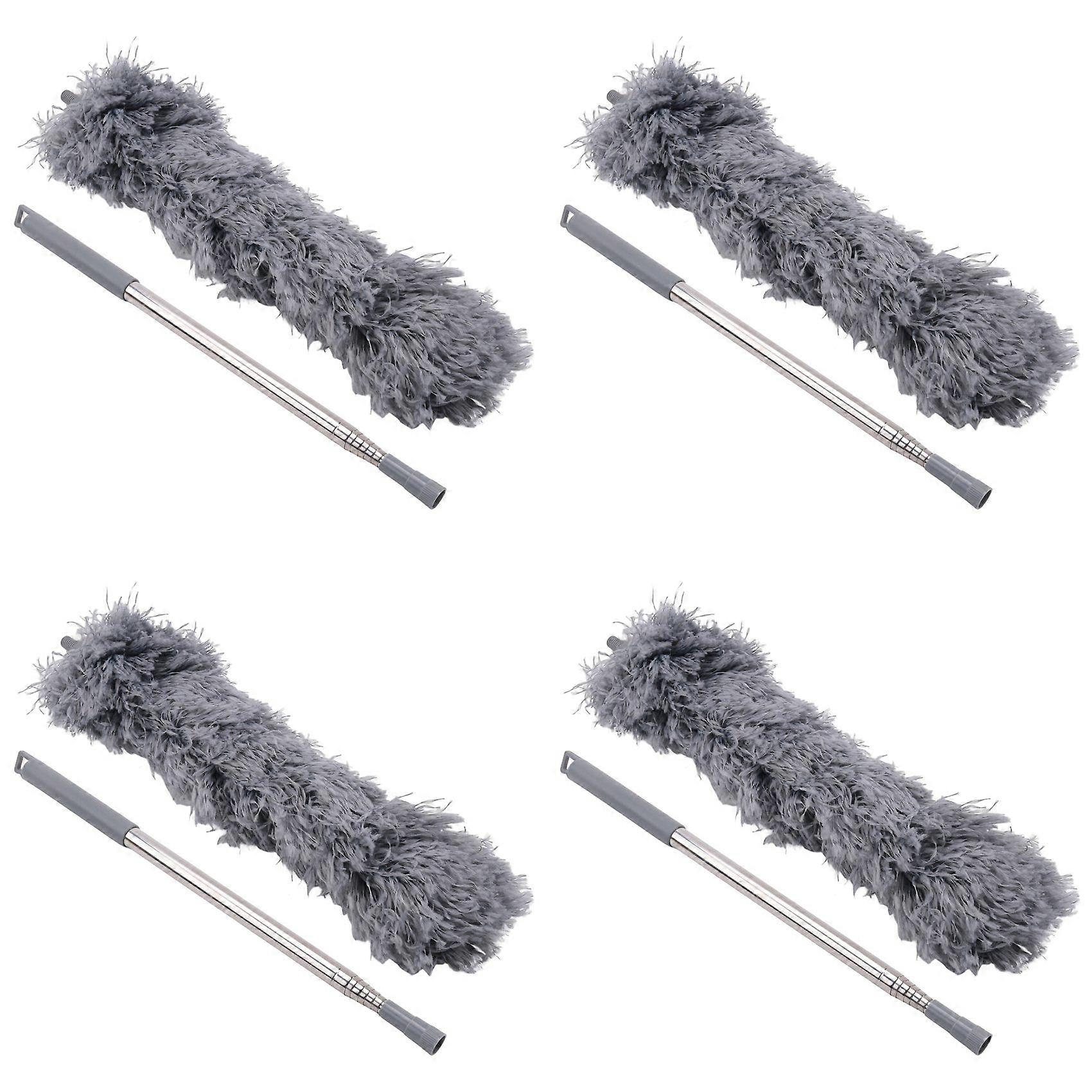 4X Gutter Cleaning Brush Roofing Tool with Telescopic Extendable Pole 8.2Ft Guard Cleaner Tool Easy Remove Leave, Grey