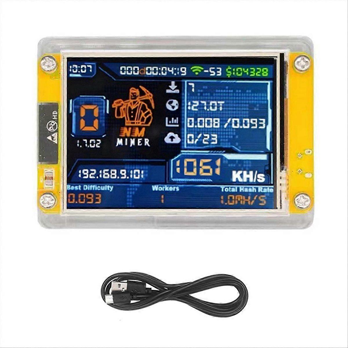 1060KH/S NMMiner NerdMiner Bitcoin Crypto Solo Miner 2.8 Inch Smart Display NerdMiner Upgraded 1060