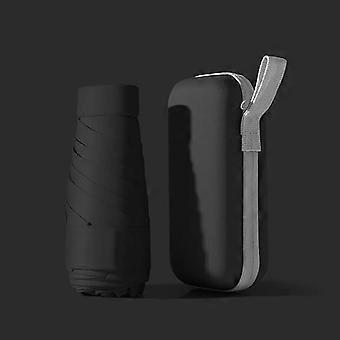 Reiseparaply, Mini sammenleggbar kompakt paraply med etui, 8 ribber lett bærbar paraply, liten sol- og regnlommeparaply