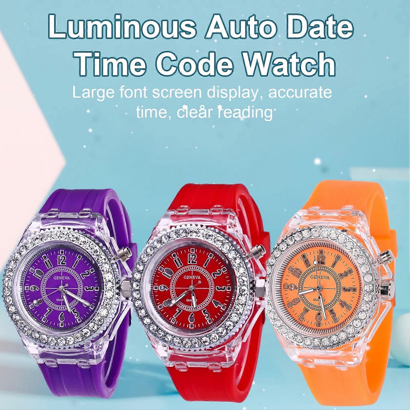 SUSUchens Stylish LED Fluorescent Couple Watch Accurate Time Clear Reading Luminous Display Comfortable to Wear Watch Orange