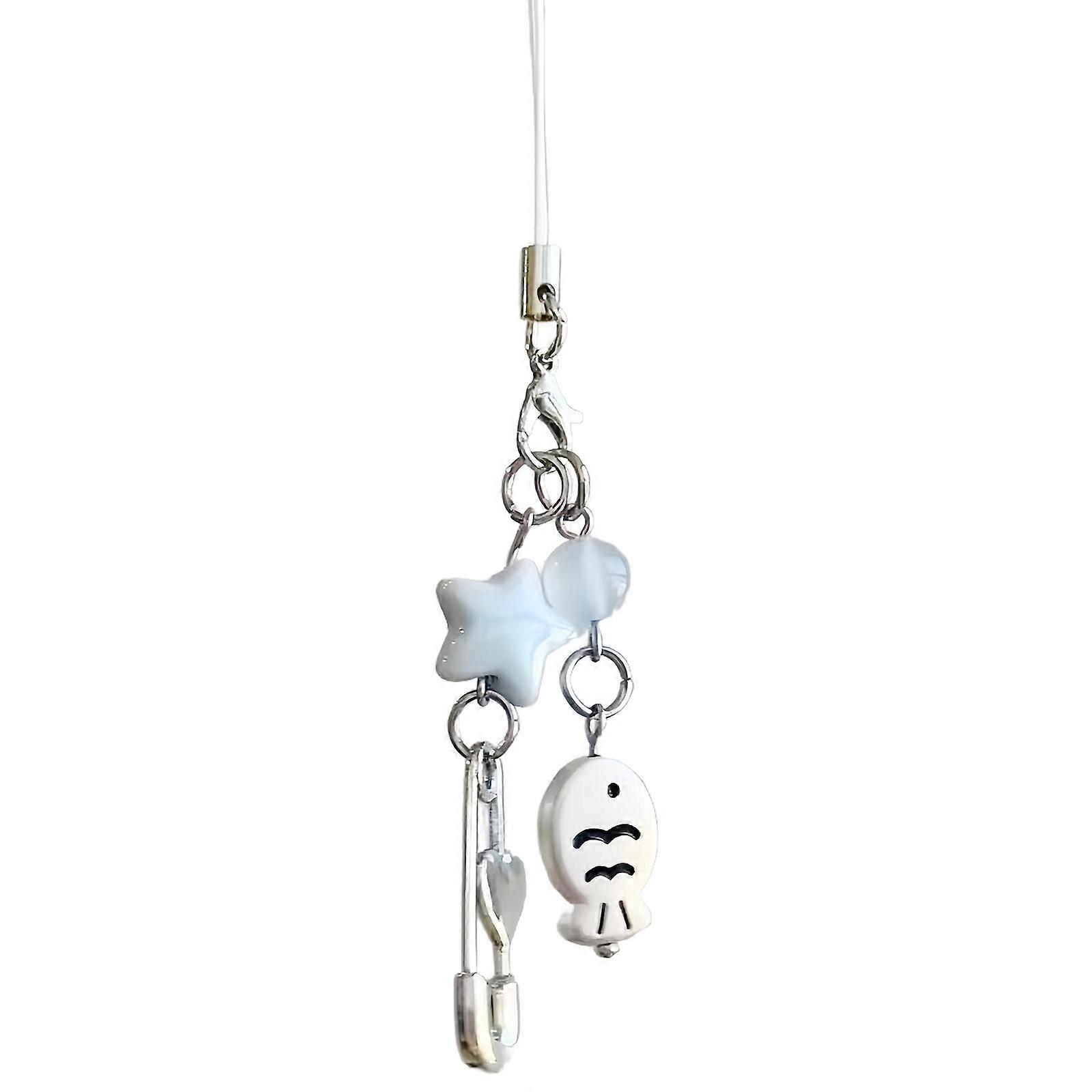 Hanging chain mobile phone chain bead pendant  White