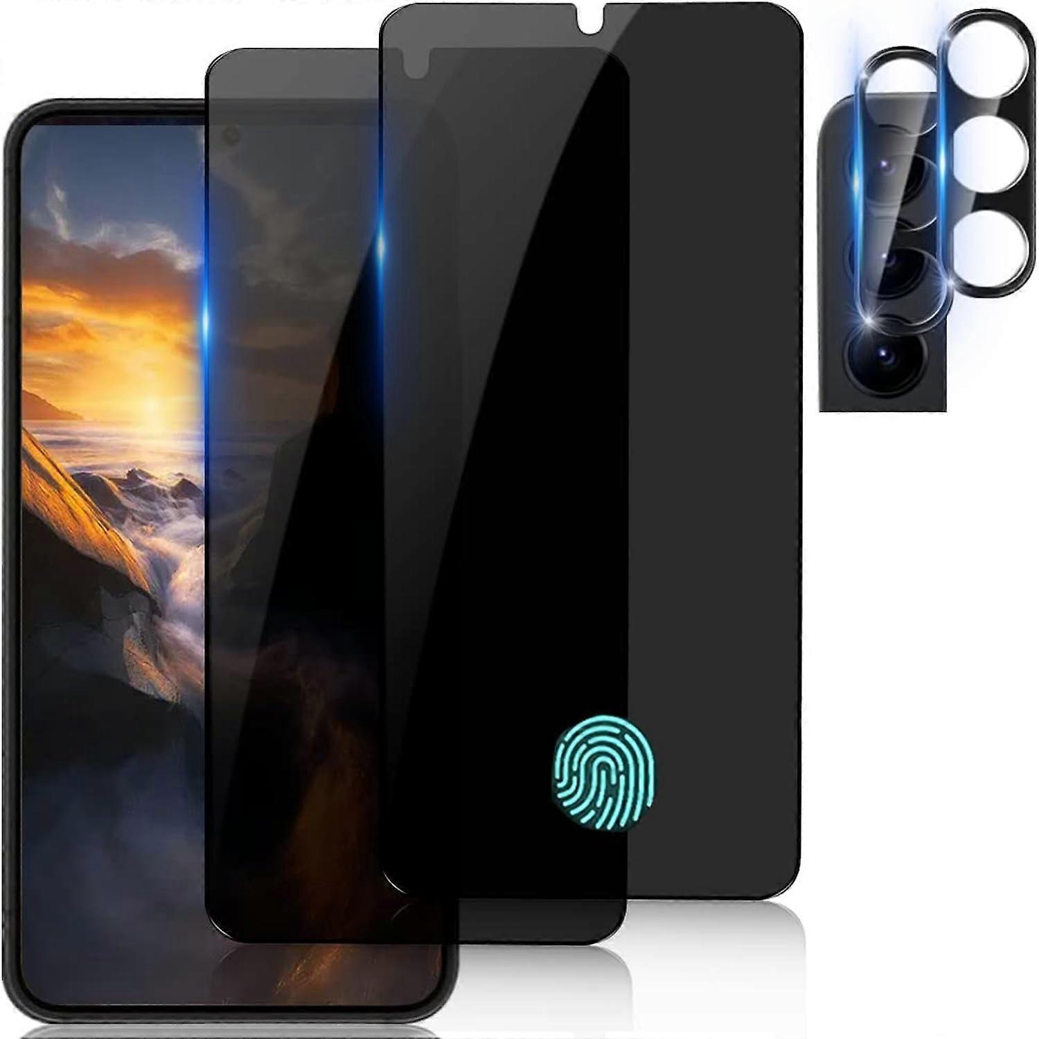 [2+2 for [compatible with Samsung Galaxy S23 Plus] Tempered Glass Privacy Screen Protector 6.6 Inch with Camera Lens Protector Tempered