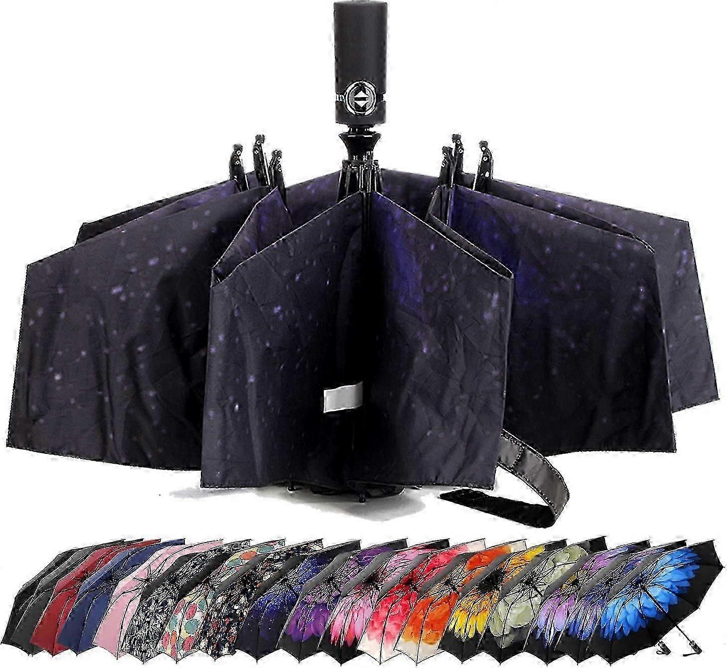 Umbrella Windproof Travel Umbrella Compact Folding Reverse Umbrella
