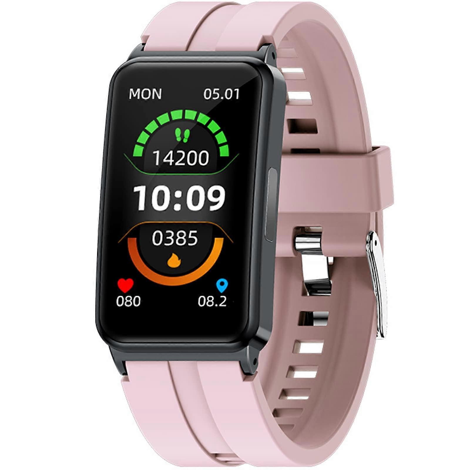 Smartwatch ECG PPG HRV Monitoring With GPS Tracking Temperature Measurement Pink For Health And Fitness