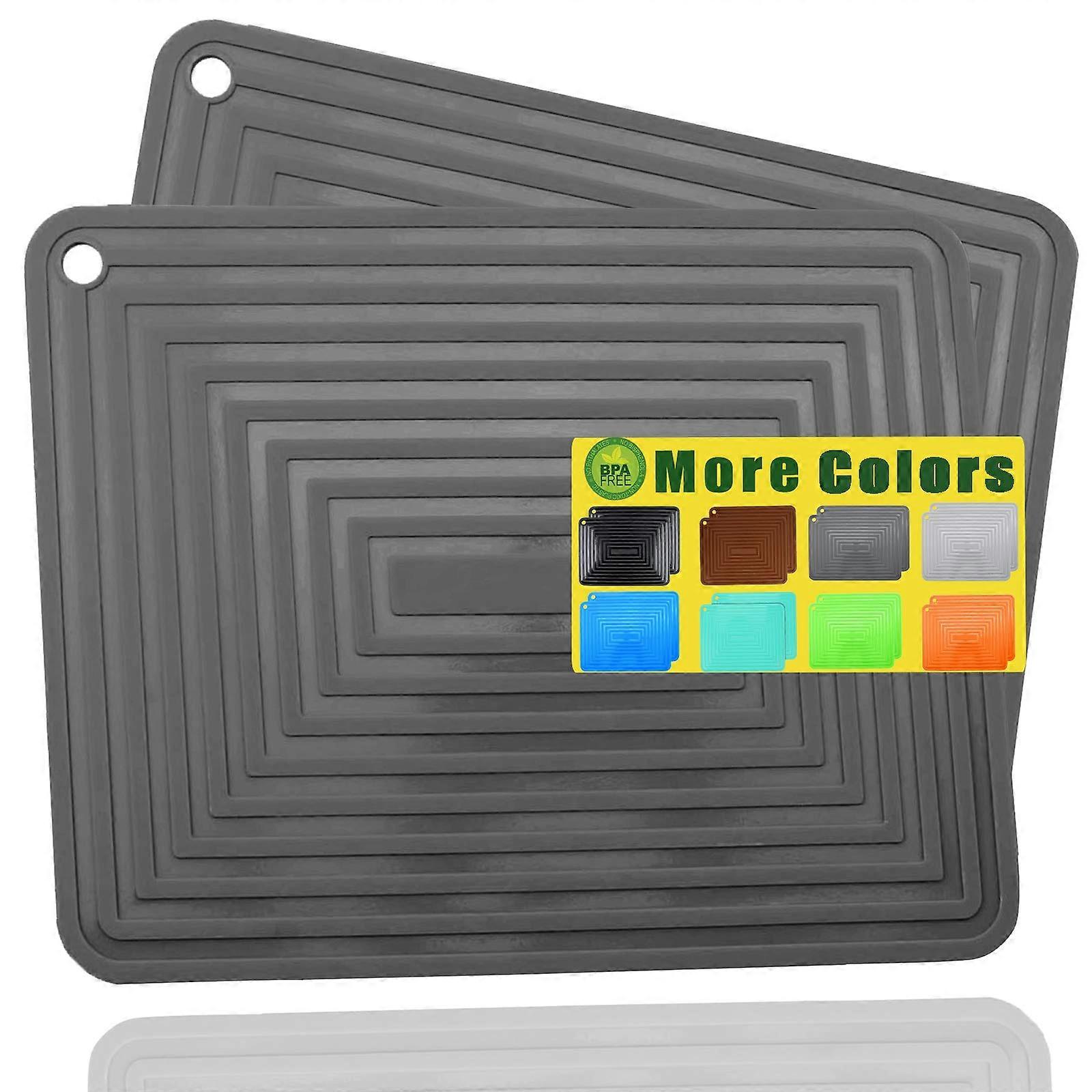 Silicone Trivet Mats Heat Resistant Non Slip for Hot Pots and Pans, Flexible Table Protectors Set of 2 (Dark Gray)