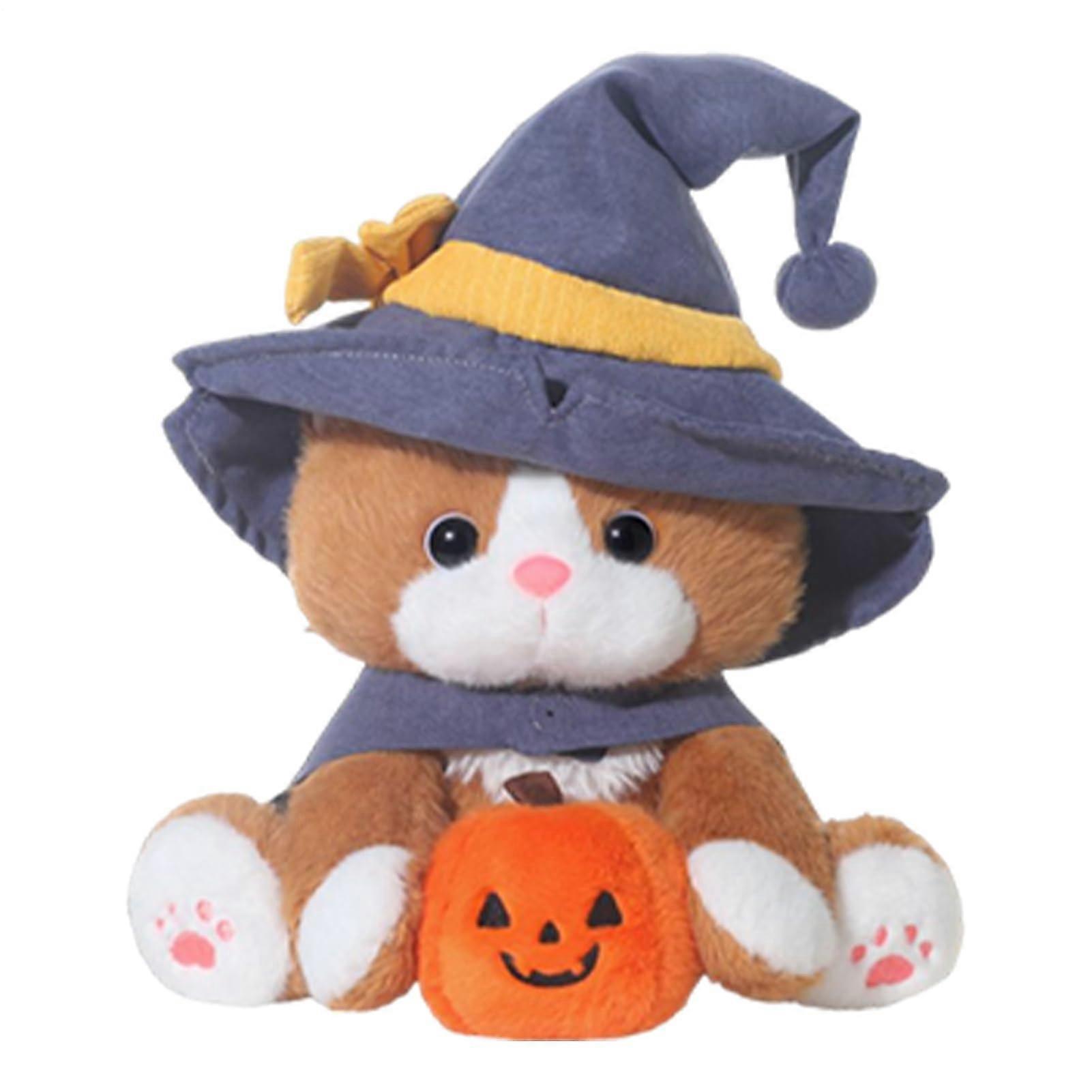 Halloween Cat Plush 10 Inch Soft Plush Kitten Witchy Kitten With Hat And Cape For Halloween Decor