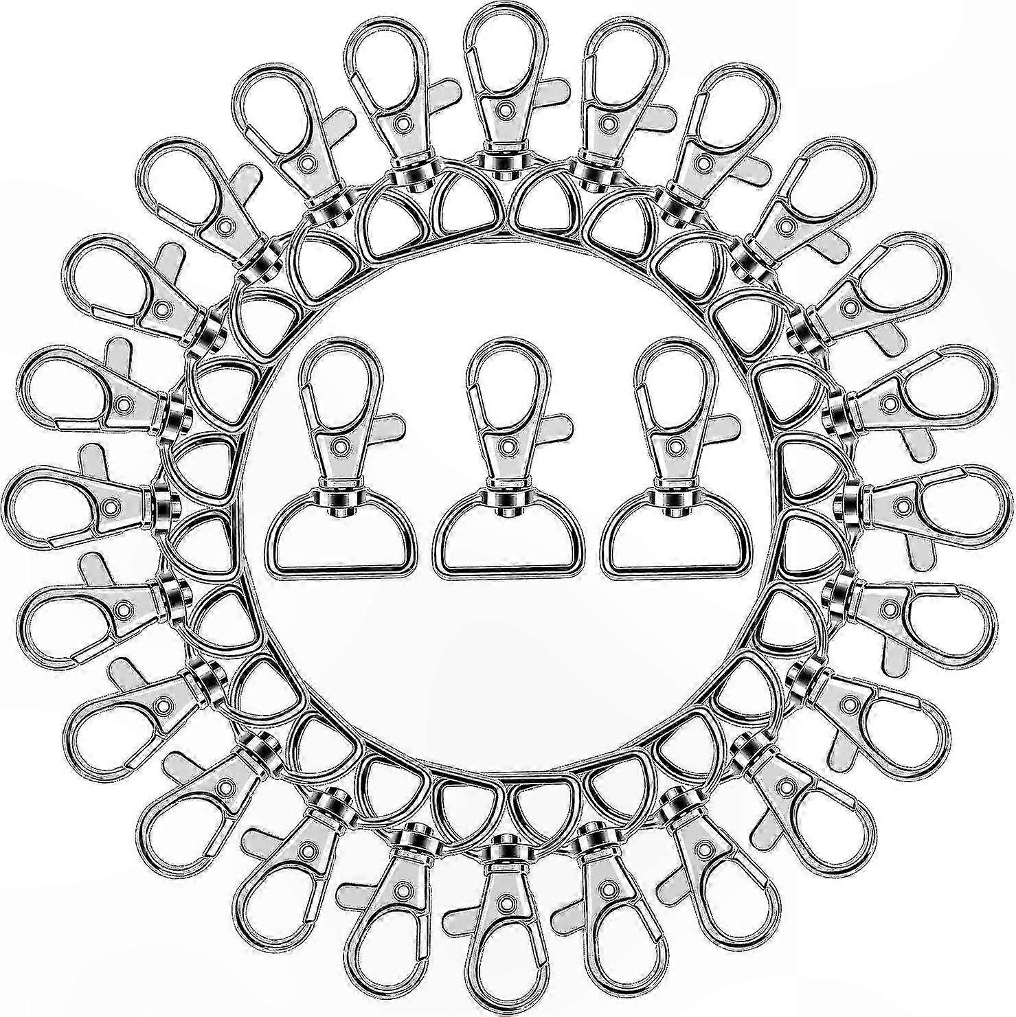 50 Pack Lobster Claw Clasps, Durable Swivel Snap Hooks for Keychains and Crafting Projects