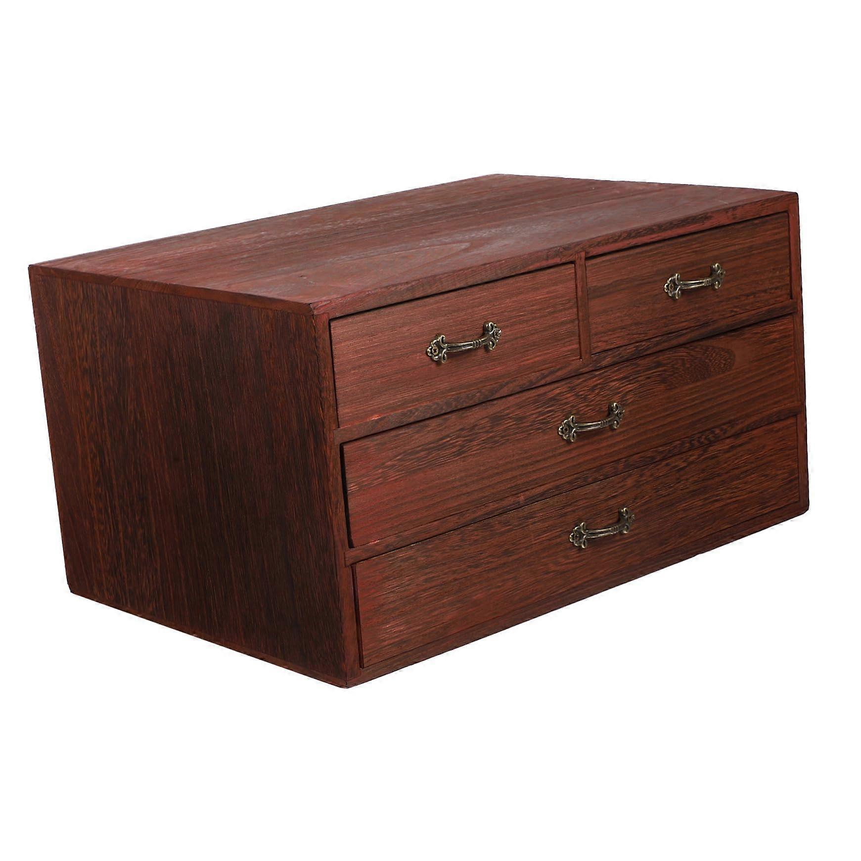 Multilayer Storage Box Vintage Desktop Organizer, Compact Storage Container, Multipurpose Home Office Organizer