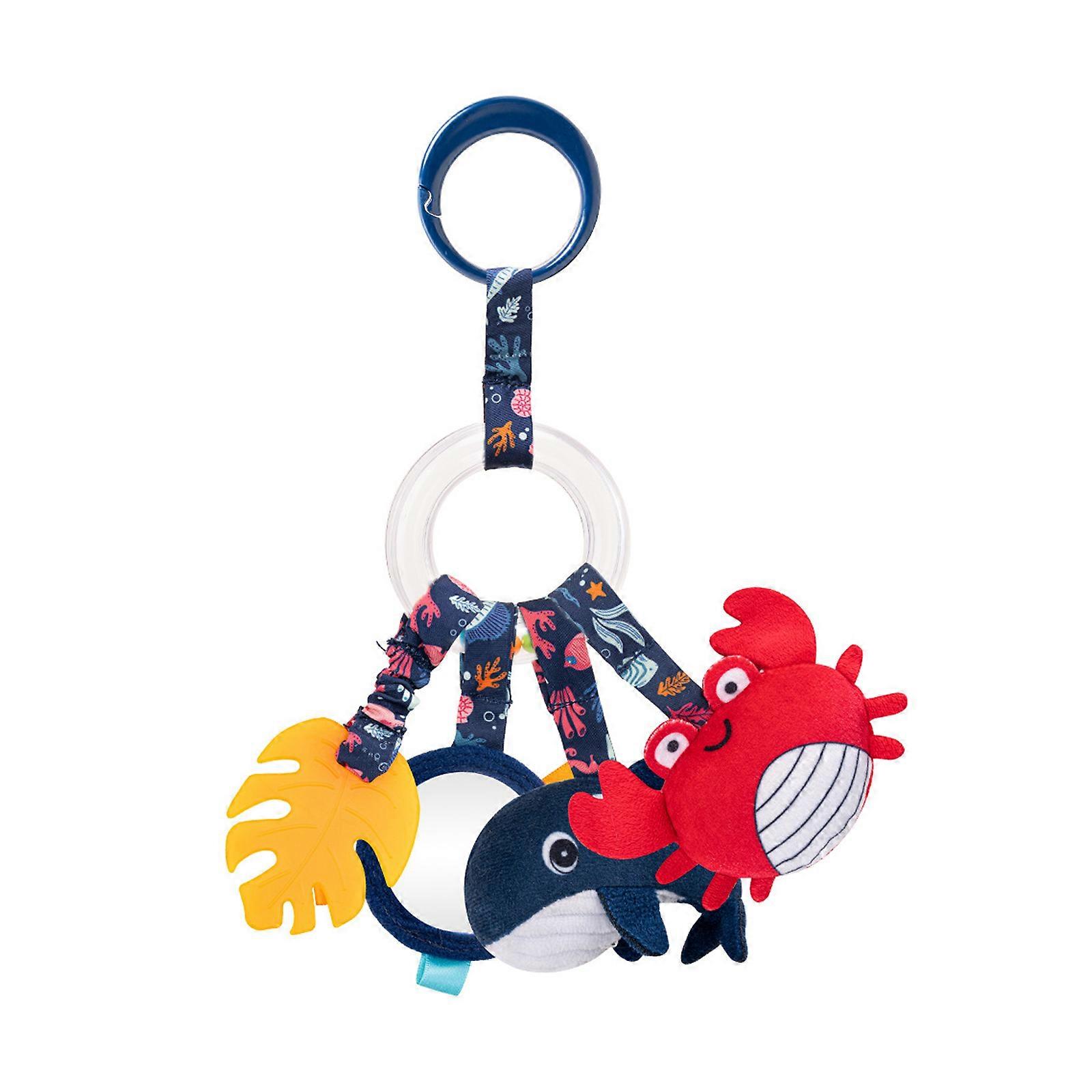 Baby Teether Rattle Toy for Crib Stuffed Toy Whale Charm for Infants Baby Sensory Development for Visual And Hearing Multicolor