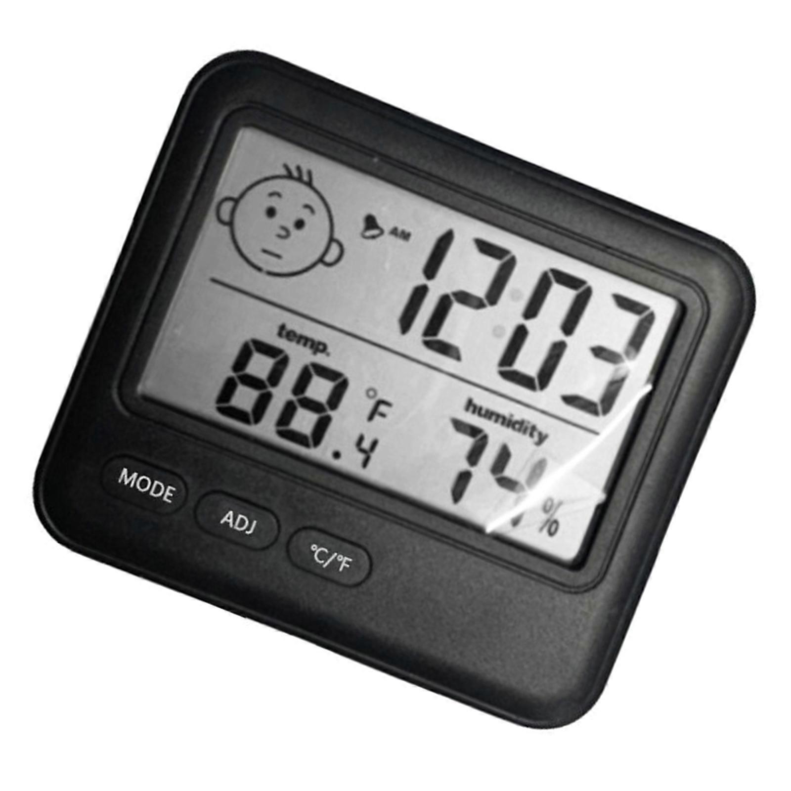 Digital Hygrometer Colck Family Temperature and Humidity Guage with Smile Face Display Improve Living Condition  Black