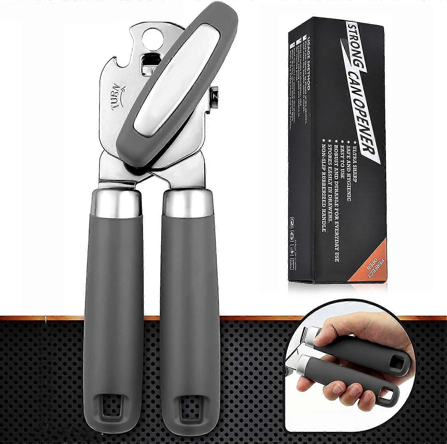 Can Opener Manual Handheld Heavy Duty Manual Can Opener Smooth Edge Comfort Grip Safety Can Opener, Oversized Easy-turn Knob, Sharp Cutting Wheel