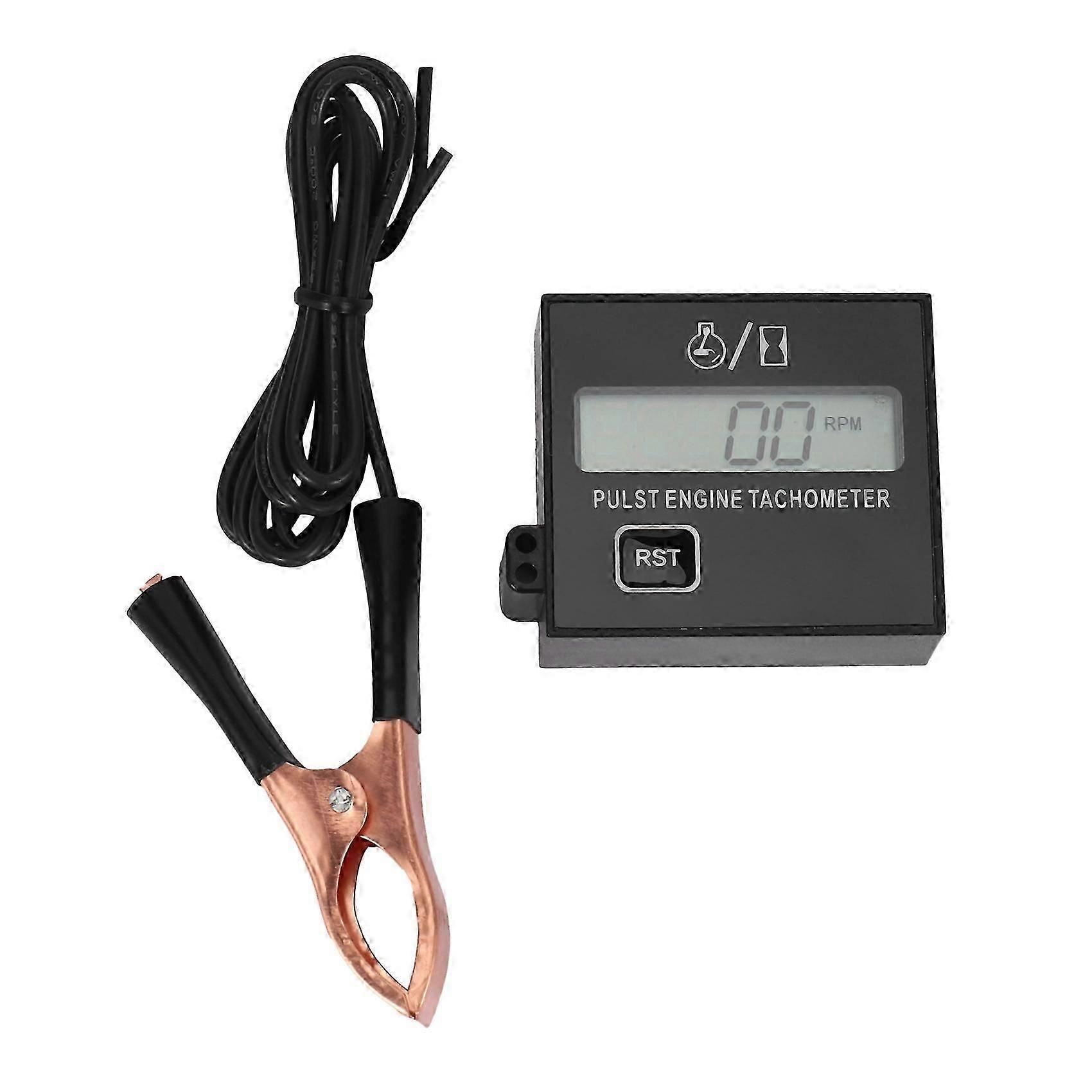 Gasoline Digital Engine Tachometer Inductive Pulse Tachometer Waterproof with Battery for Chain Saw Mower 2/4 Stroke