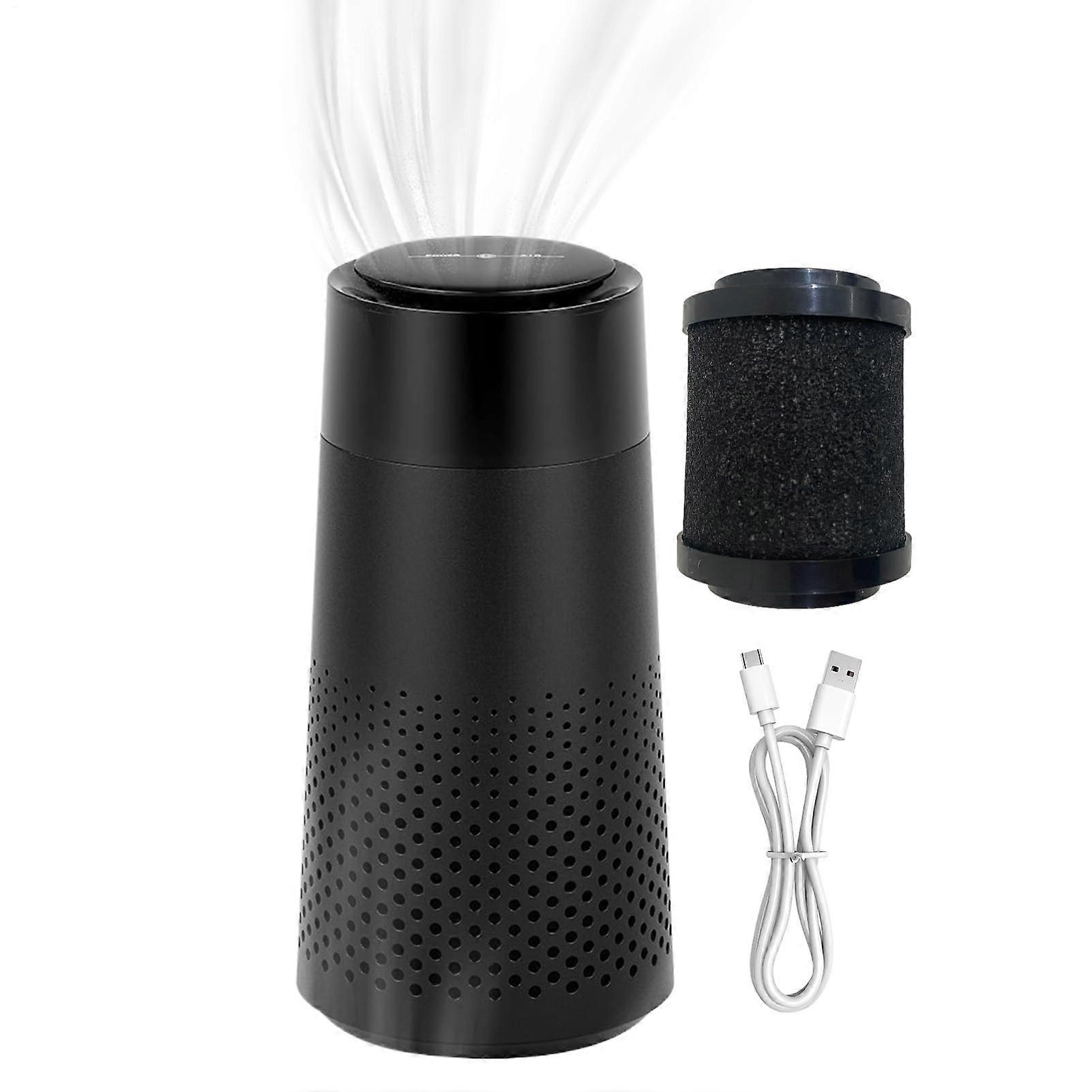 Air Purifier for Car Travel Portable Odor Eliminator Noiseless Freshener Diffuser Black Model D With Filter